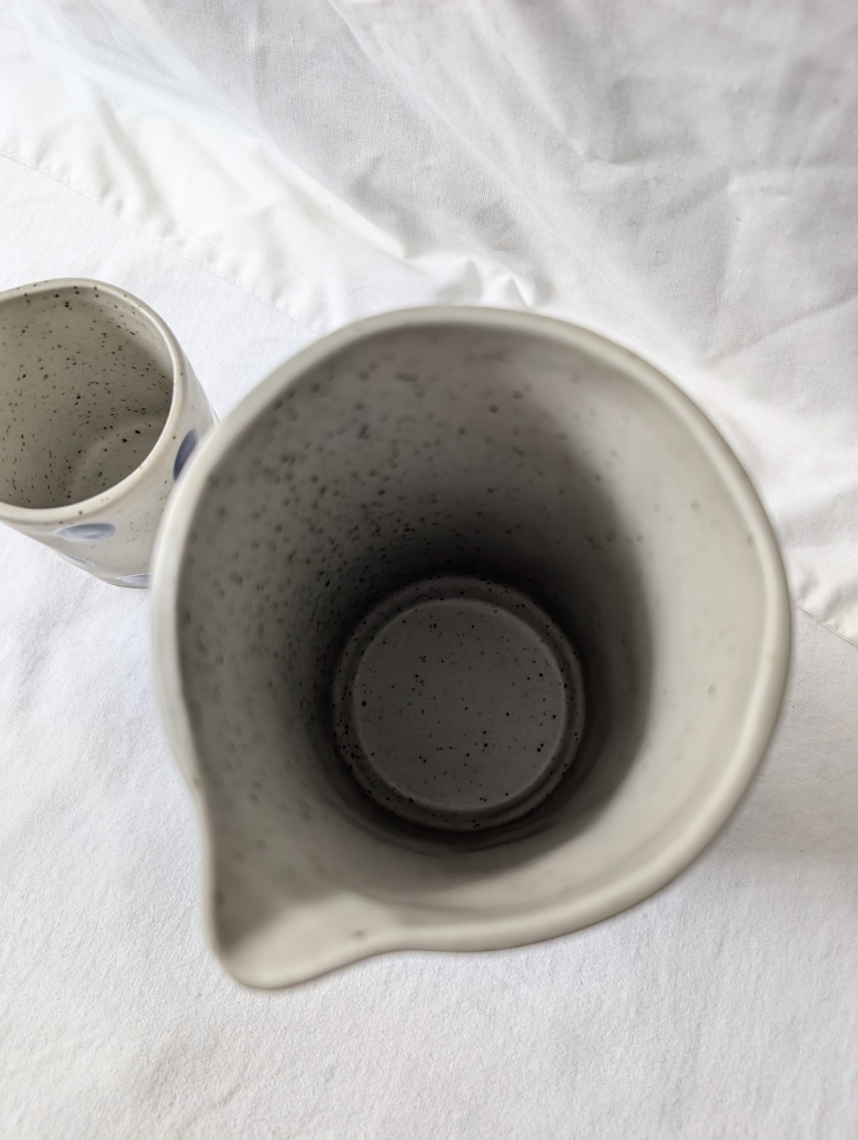 Polka Dot Ceramic Creamer Pitcher Set/2 Audrey Cottagecore Stonewear Gift NWT