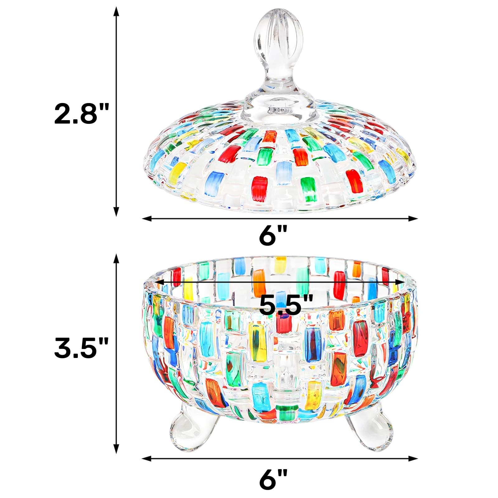 Tlence 24 OZ Candy Dish With Lid, Decorative Candy Dishes Container, Vintage …
