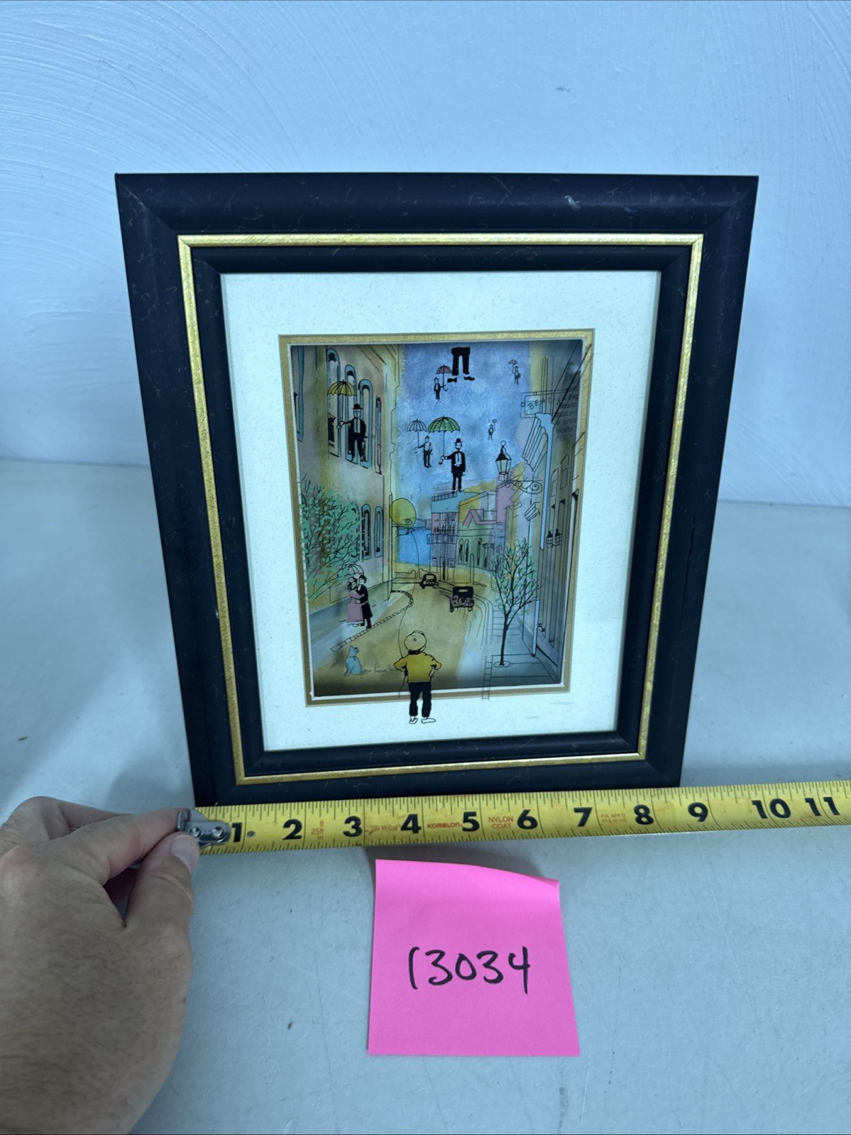 Jean-Pierre Weill 3D Painting RARE Umbrella Floating People Signed