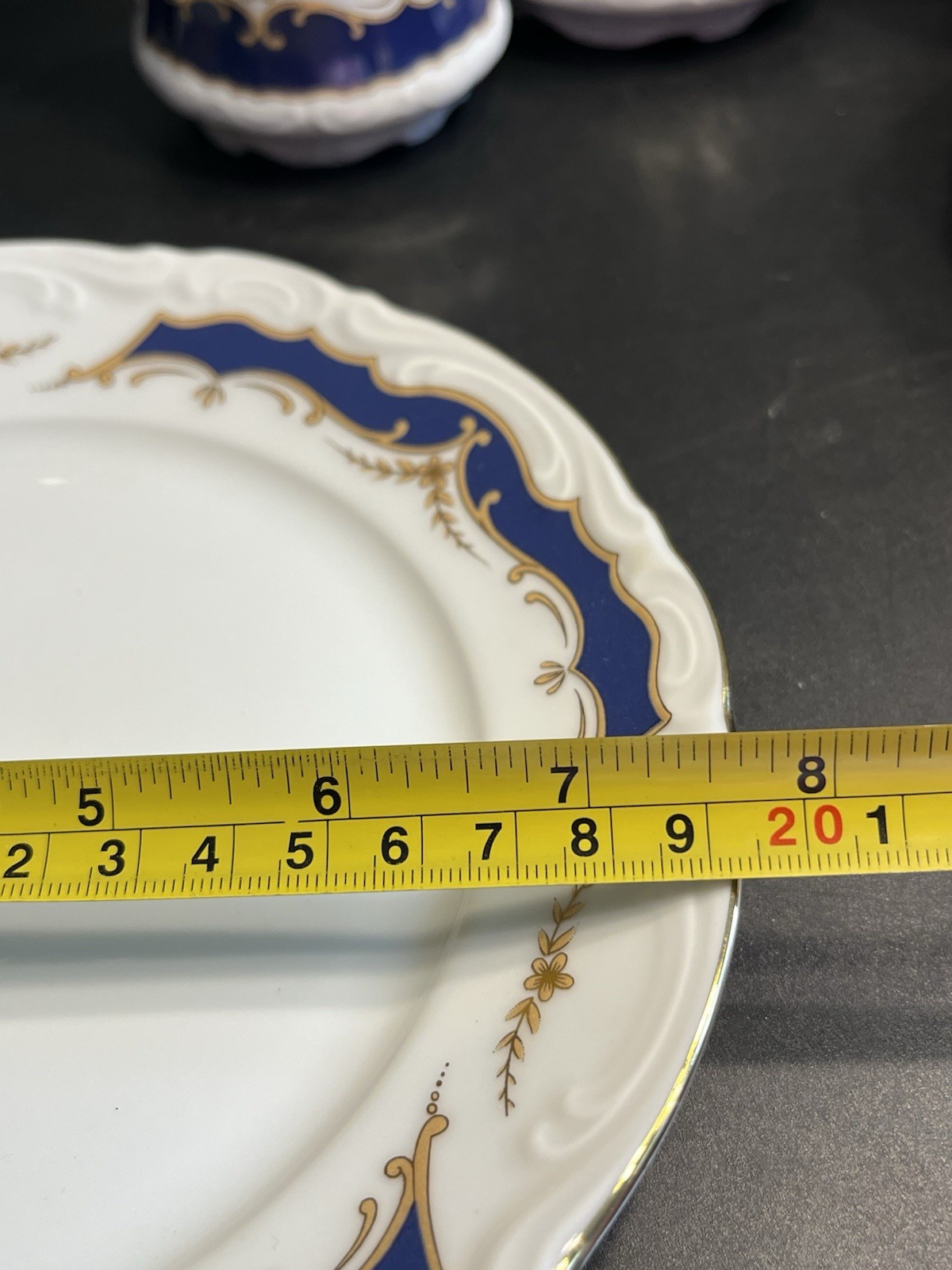 21pc Mitterteich Bavaria Cobalt Blue Gold Trim Coffee Tea Pot Desert Serving Set