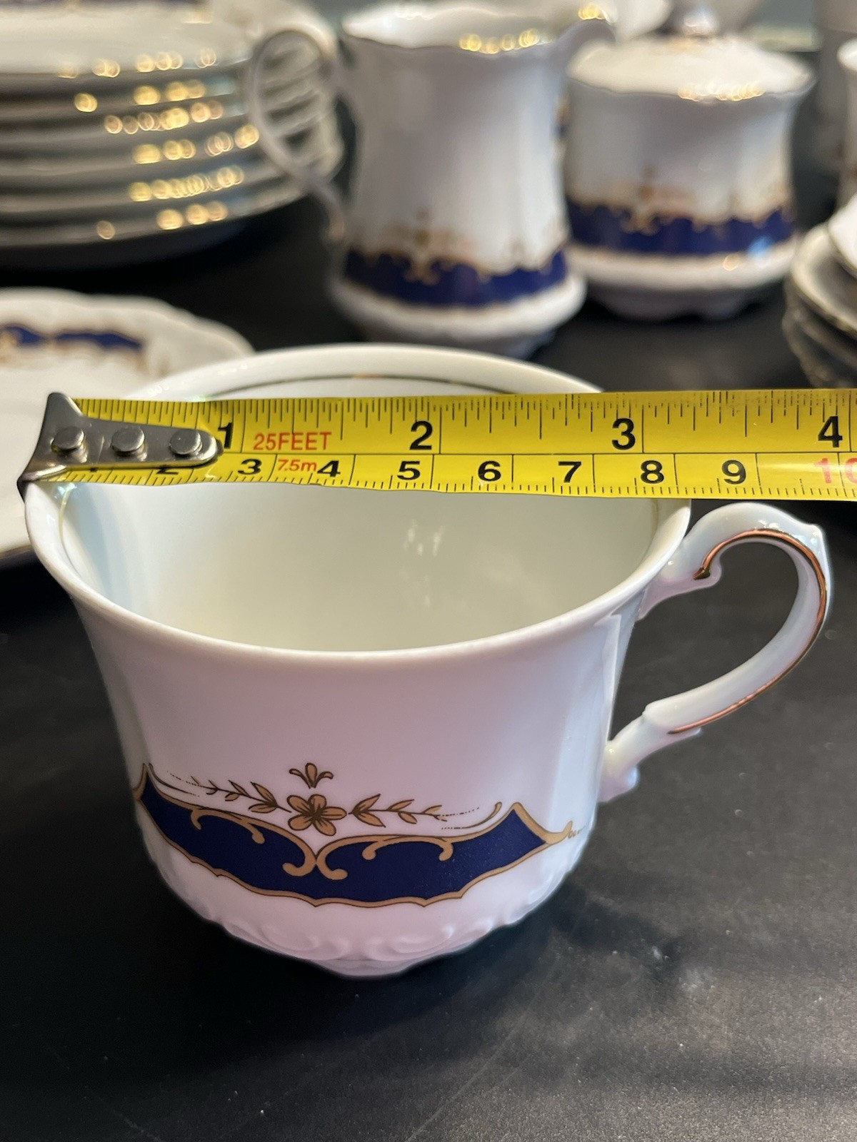 21pc Mitterteich Bavaria Cobalt Blue Gold Trim Coffee Tea Pot Desert Serving Set