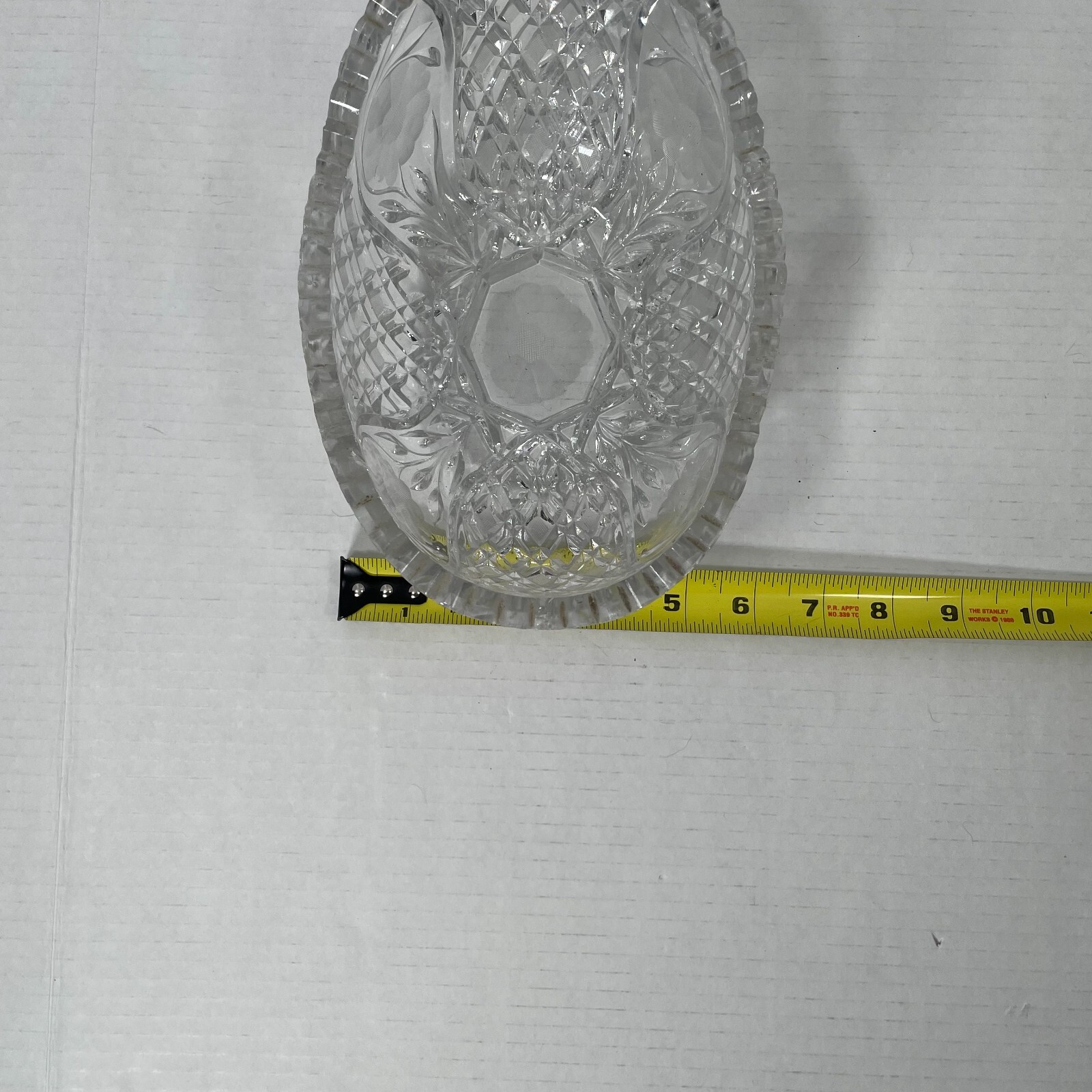 Brilliant Cut Glass Oval Bowl -Floral – 8 in. x 5.75 in. x 4.75 in. Sawtooth Rim