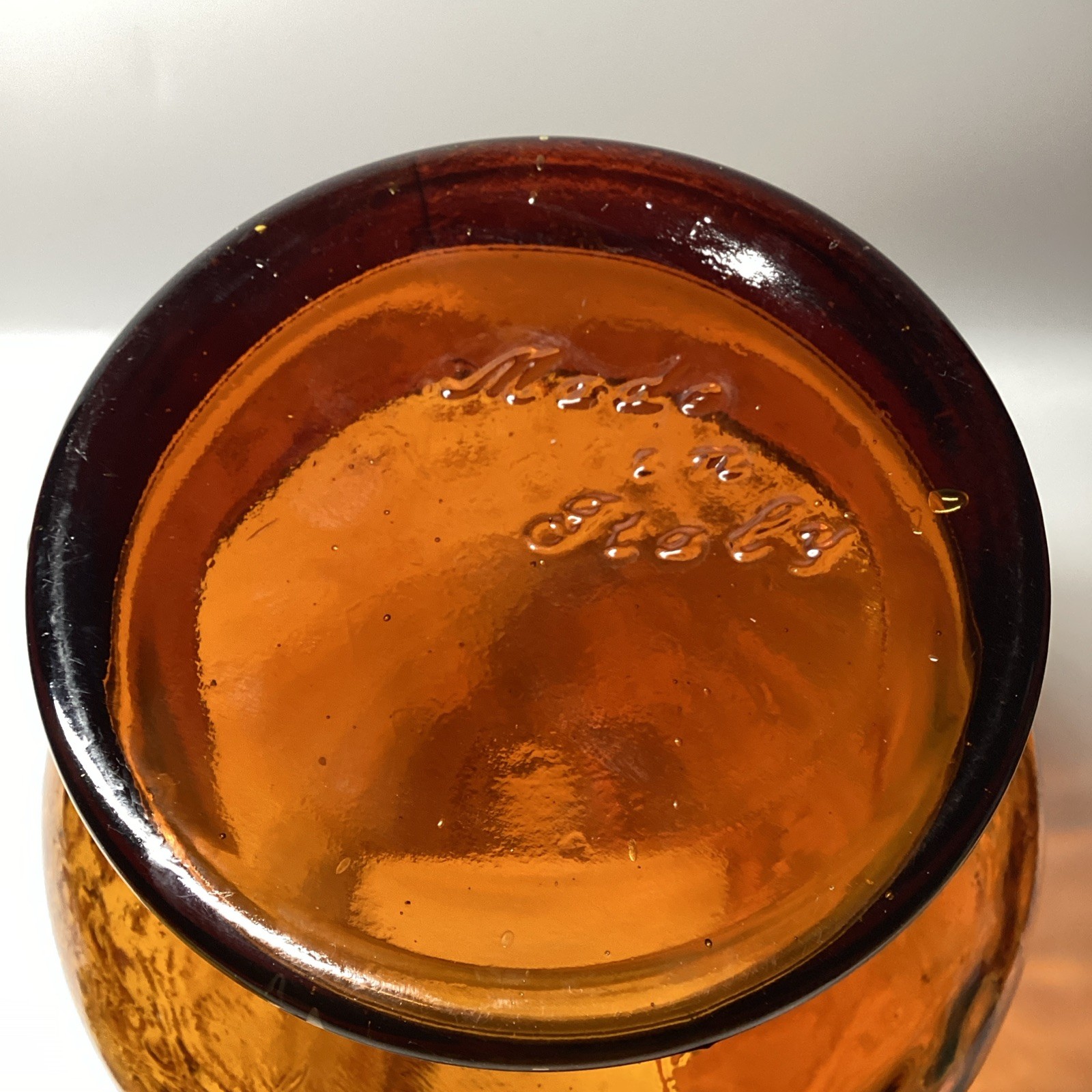 Vintage Italian Empoli Amber Glass Apothecary Candy Compote Jar