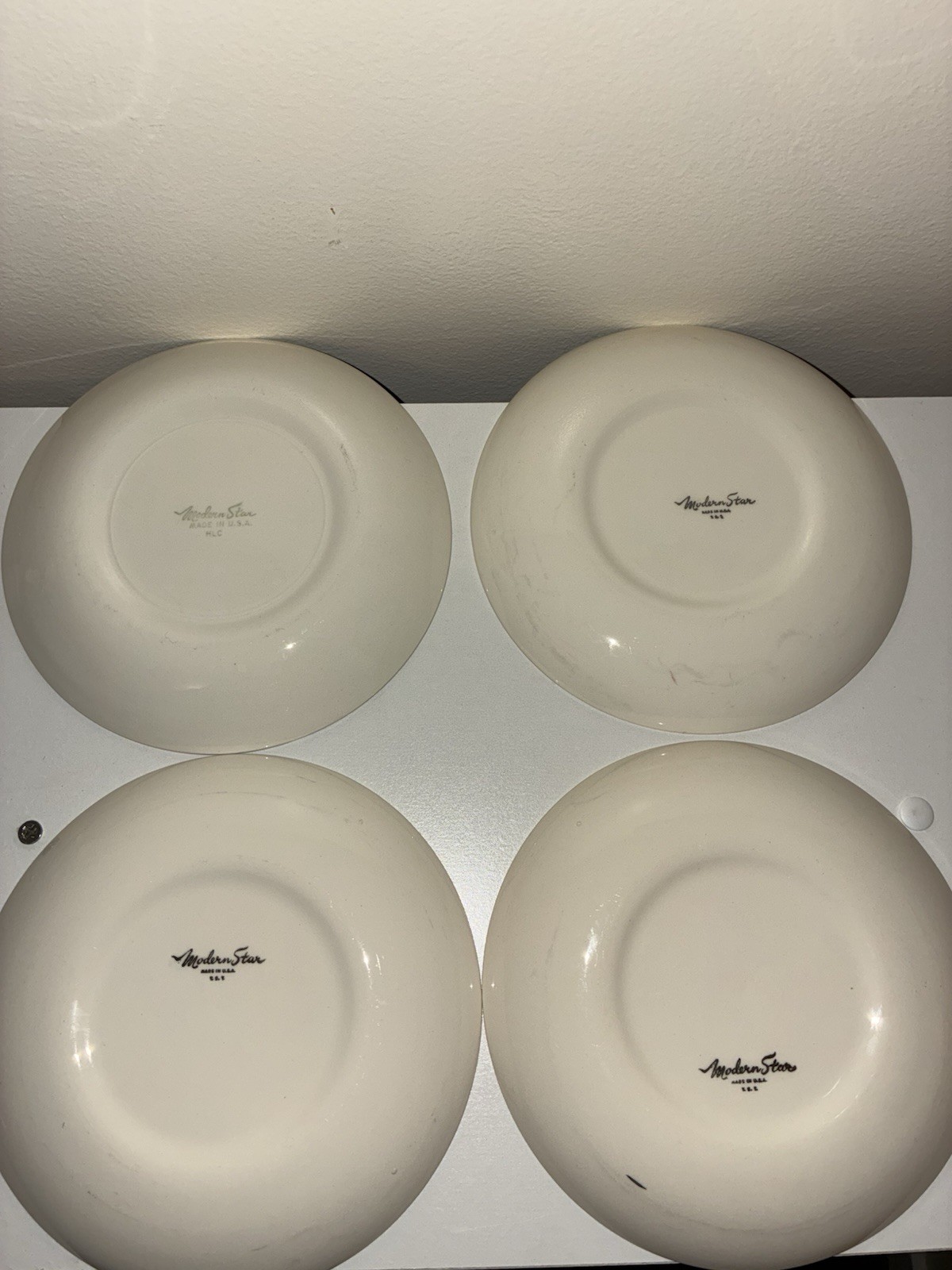 Vtg HLC Modern Star Saucers Set Of 4 MCM Atomic Starburst 💫 Homer Laughlin