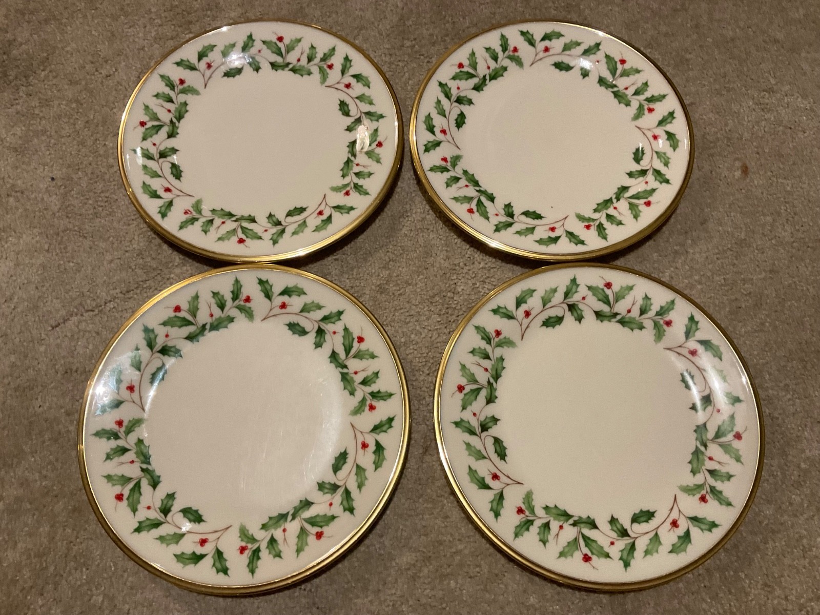 Set of 4 Lenox Holiday 8 Inch Plates Dimension Collection Made in USA Free Ship