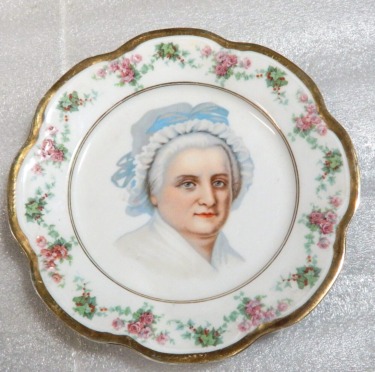 Antique GS Co. Bavaria Germany Portrait Plate 8 1/4″ Lady Martha Washington?