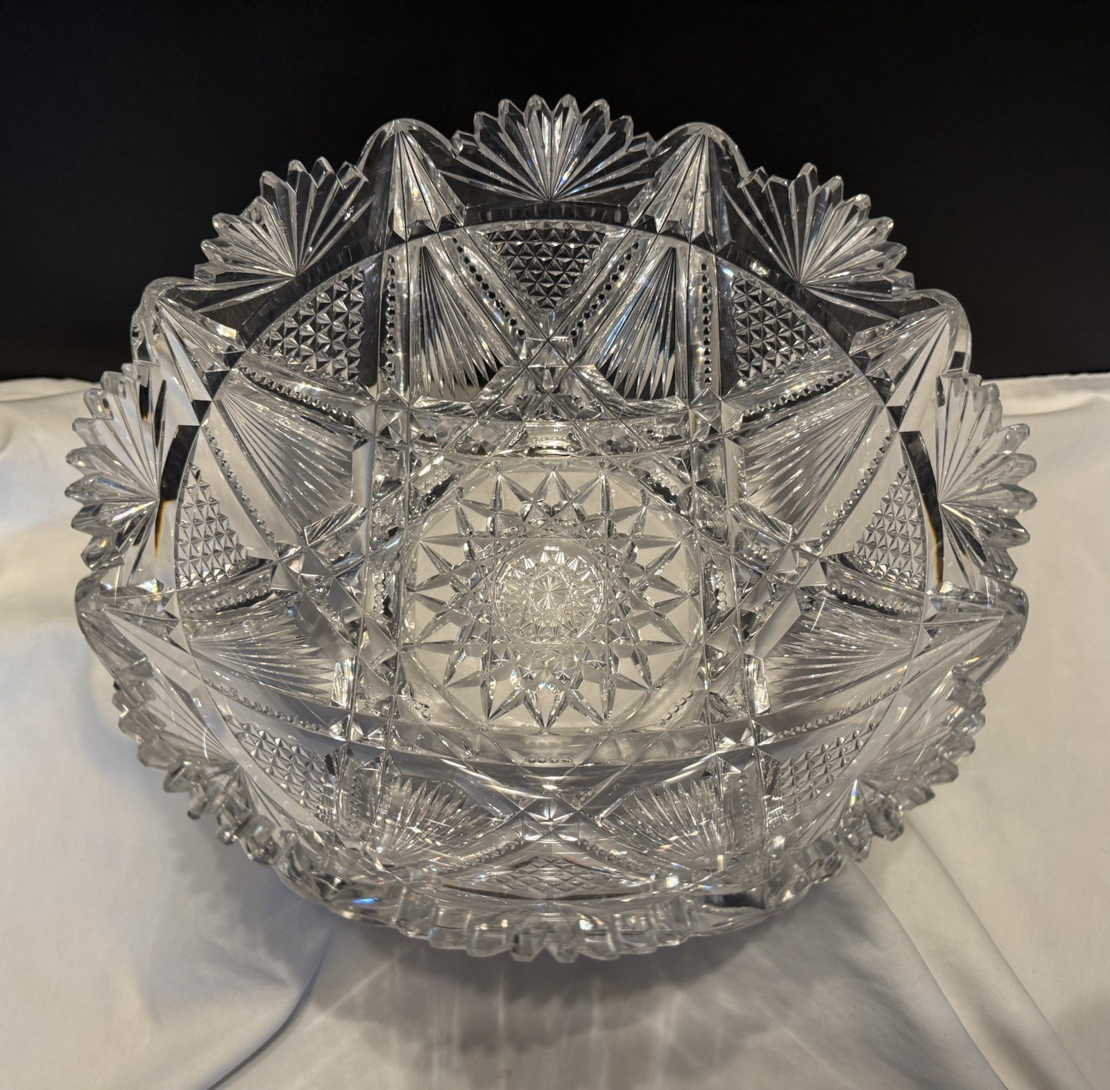 9” American Brilliant Period Crystal Glass Cut Bowl