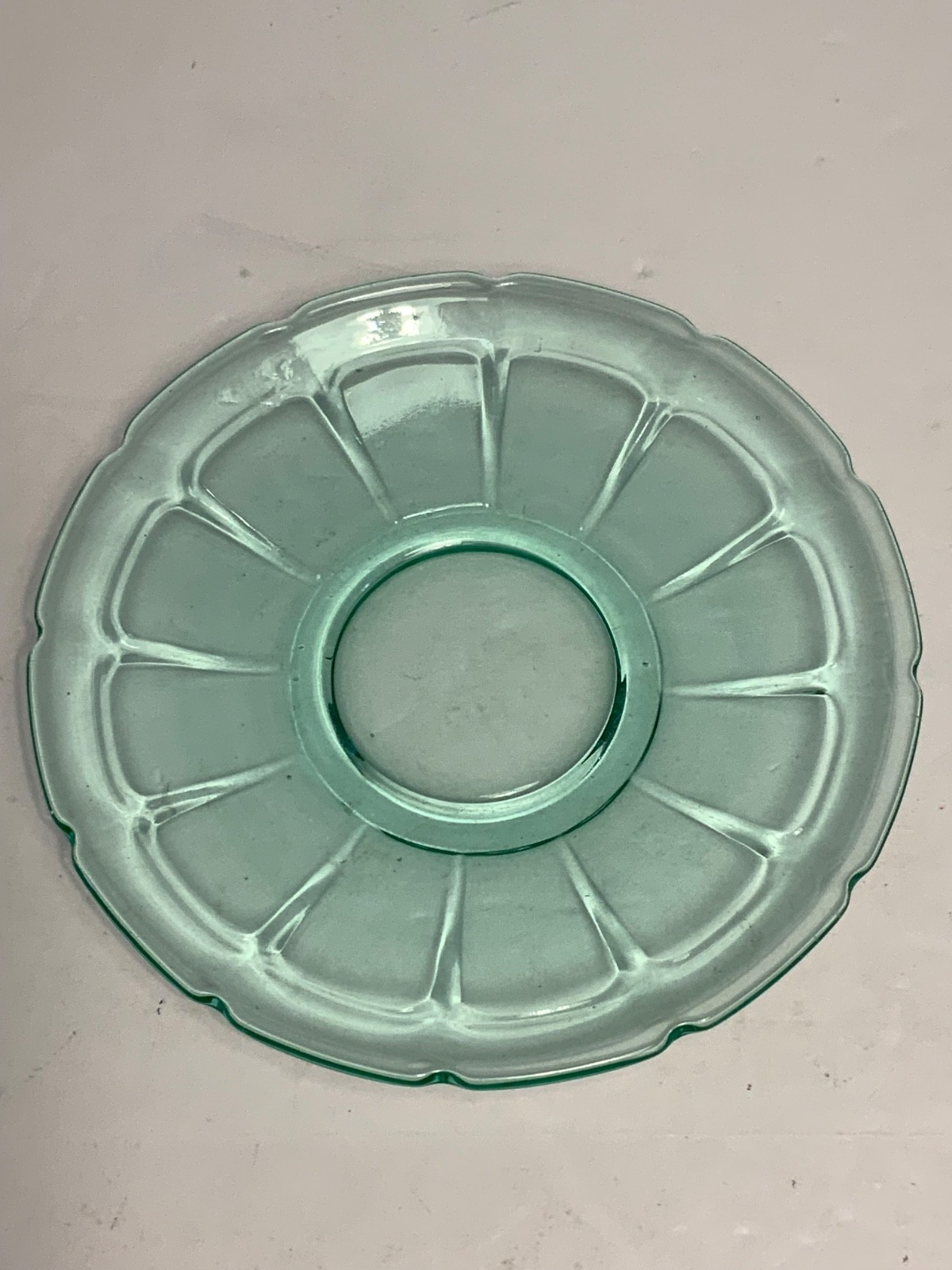 Set of 2 Vintage Diamond Glass Co. Victory Green Uranium Glass Cups & Saucers