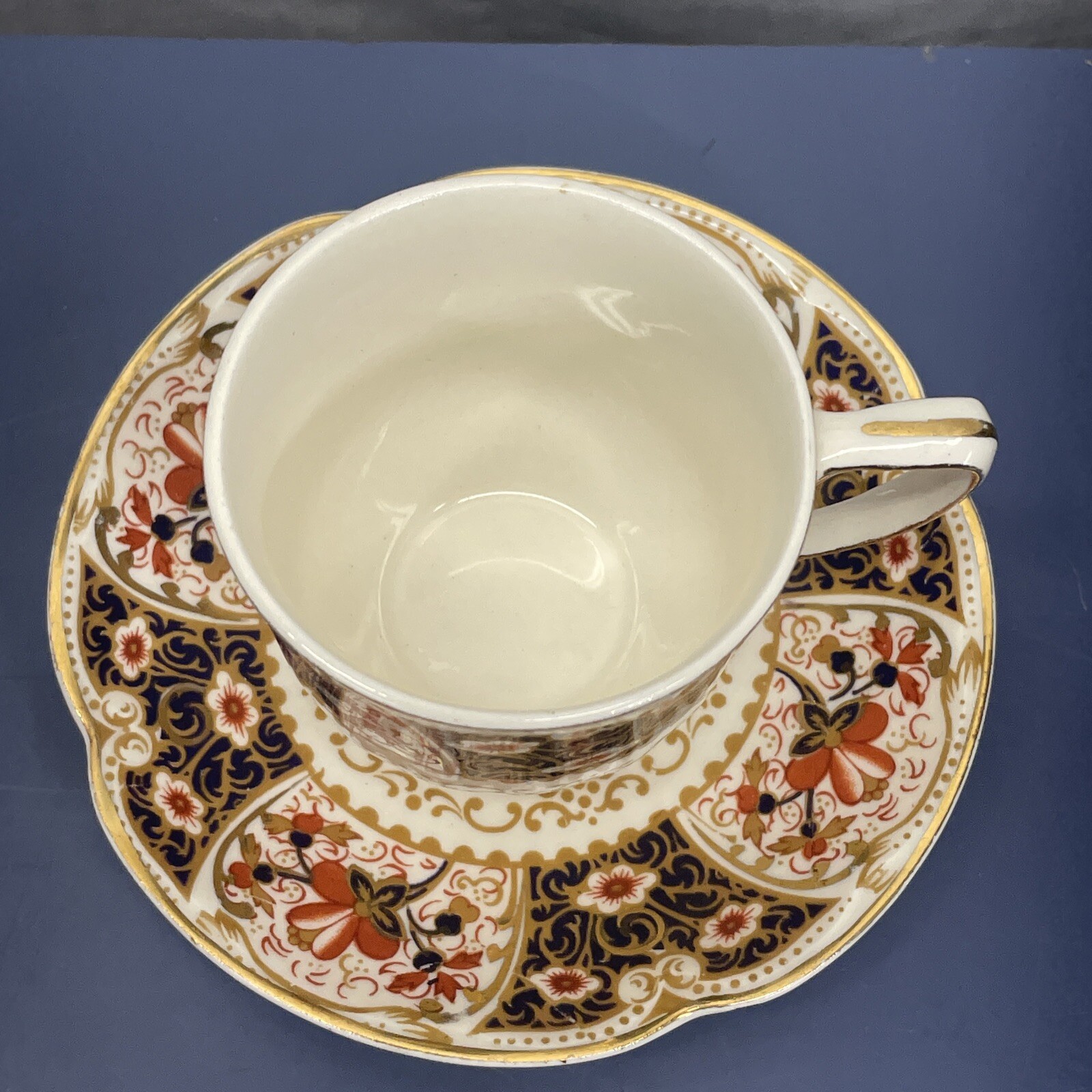 Rare Rutland Johnson Bros Demitasse Cup & Saucer Cobalt Blue Rust / Gold Floral