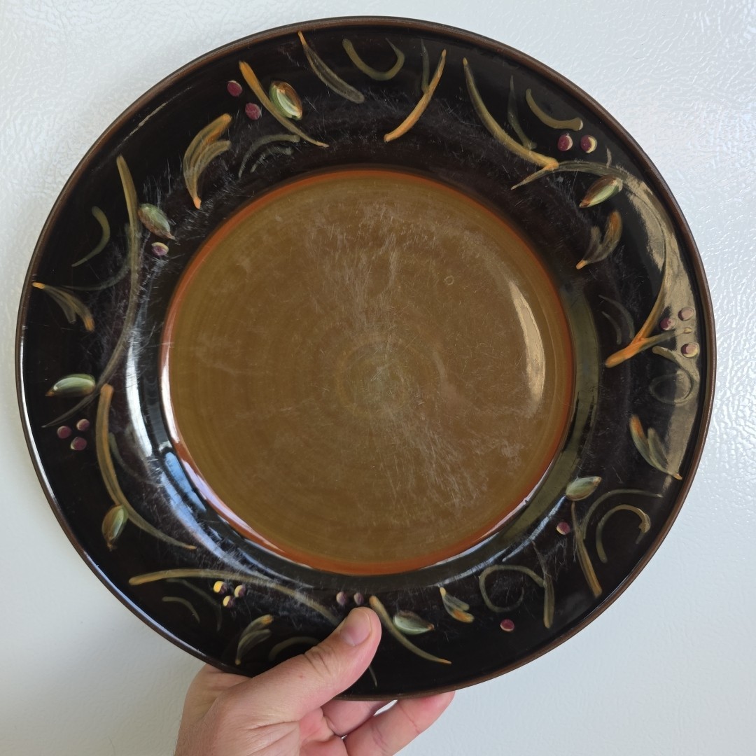 Demdaco 2002 Chocolate Berries 11″ Dinner Plate Deb Hrabik HEAVY WARE