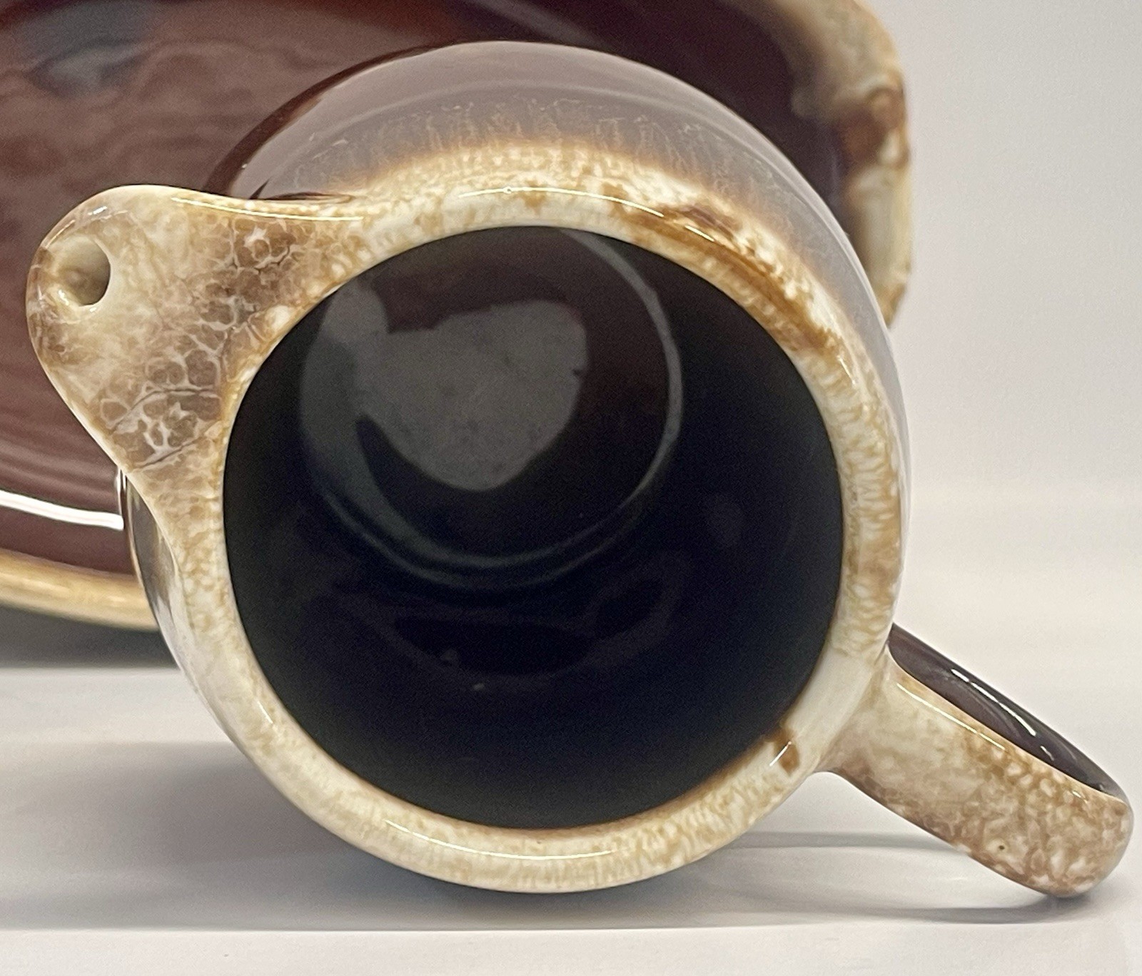 Vintage MCM Brown Drip Glaze Pottery Set Mugs Bowls Creamer USA Oven Proof