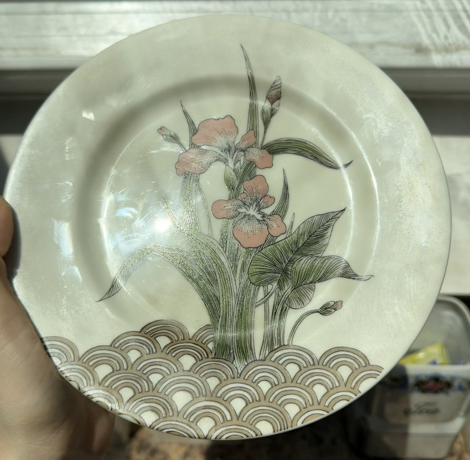 Vintage 1970s Fitz and Floyd Water Iris Porcelain Salad Plates (2)