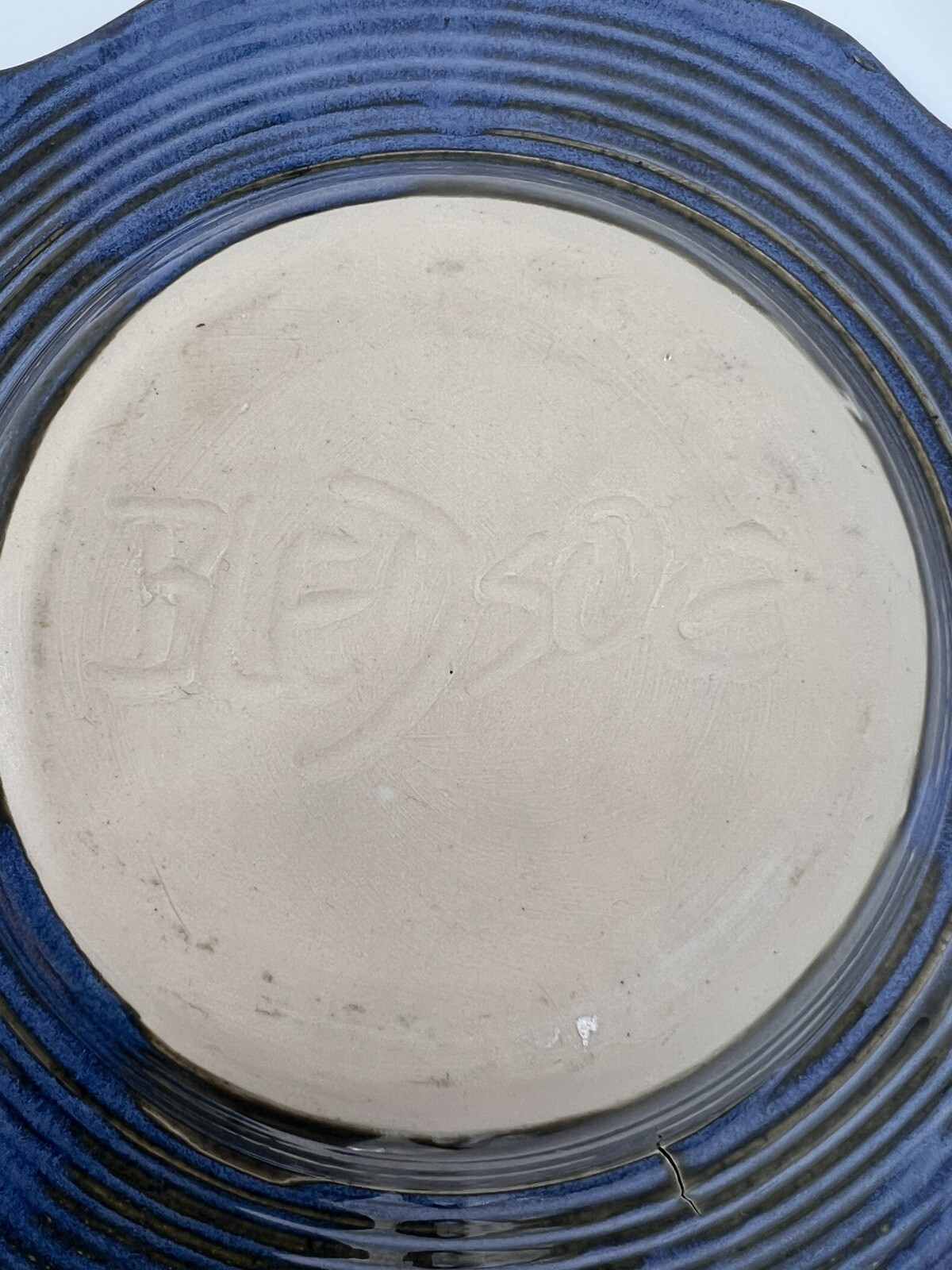Ken Bledsoe Studio Art Pottery Decorative Large Blue Bowl North Carolina Signed