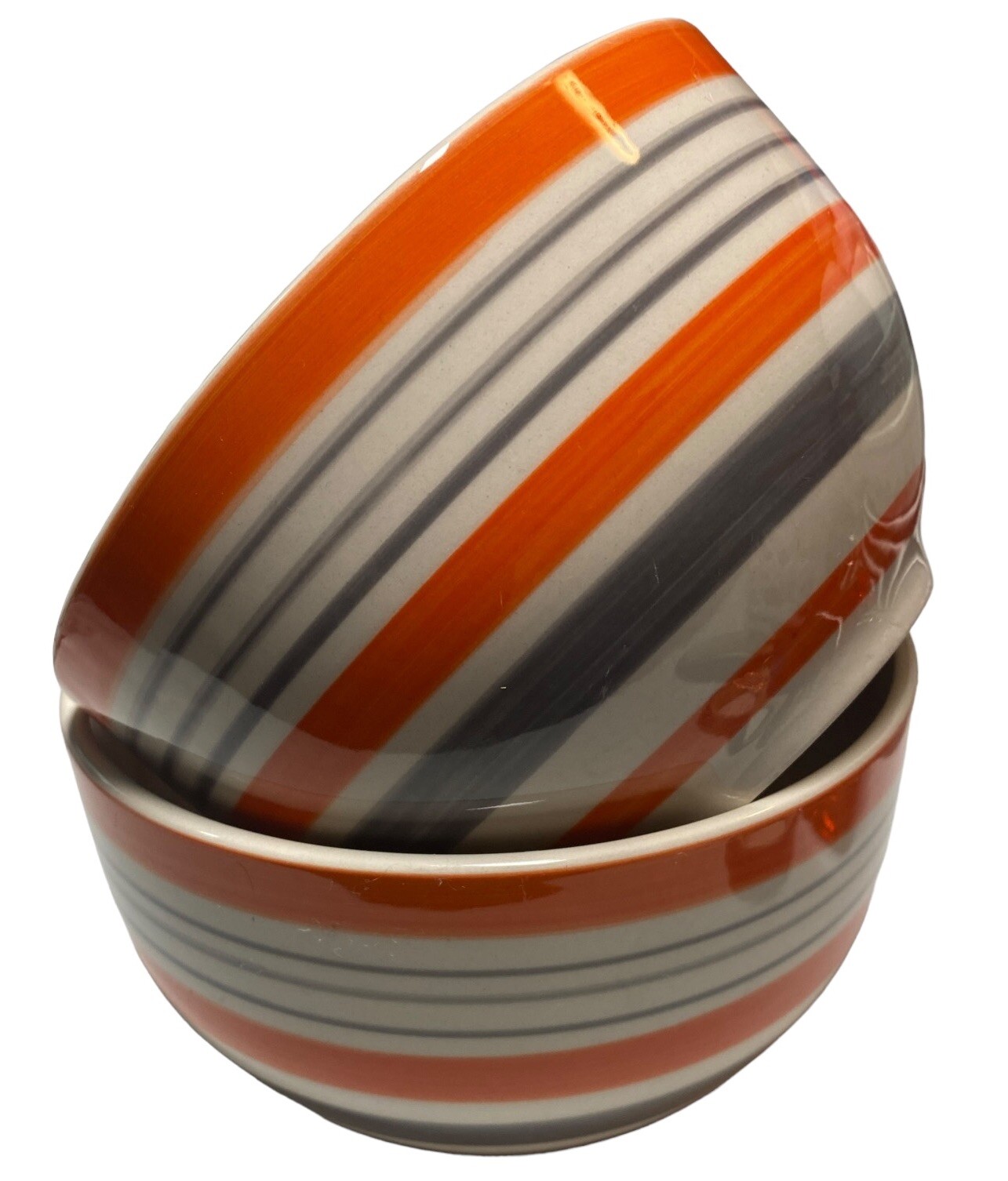 Set Of 2 Tabletops Gallery “GRAYSON” Hand Painted Orange 5 5/8″ Soup Cereal Bowl