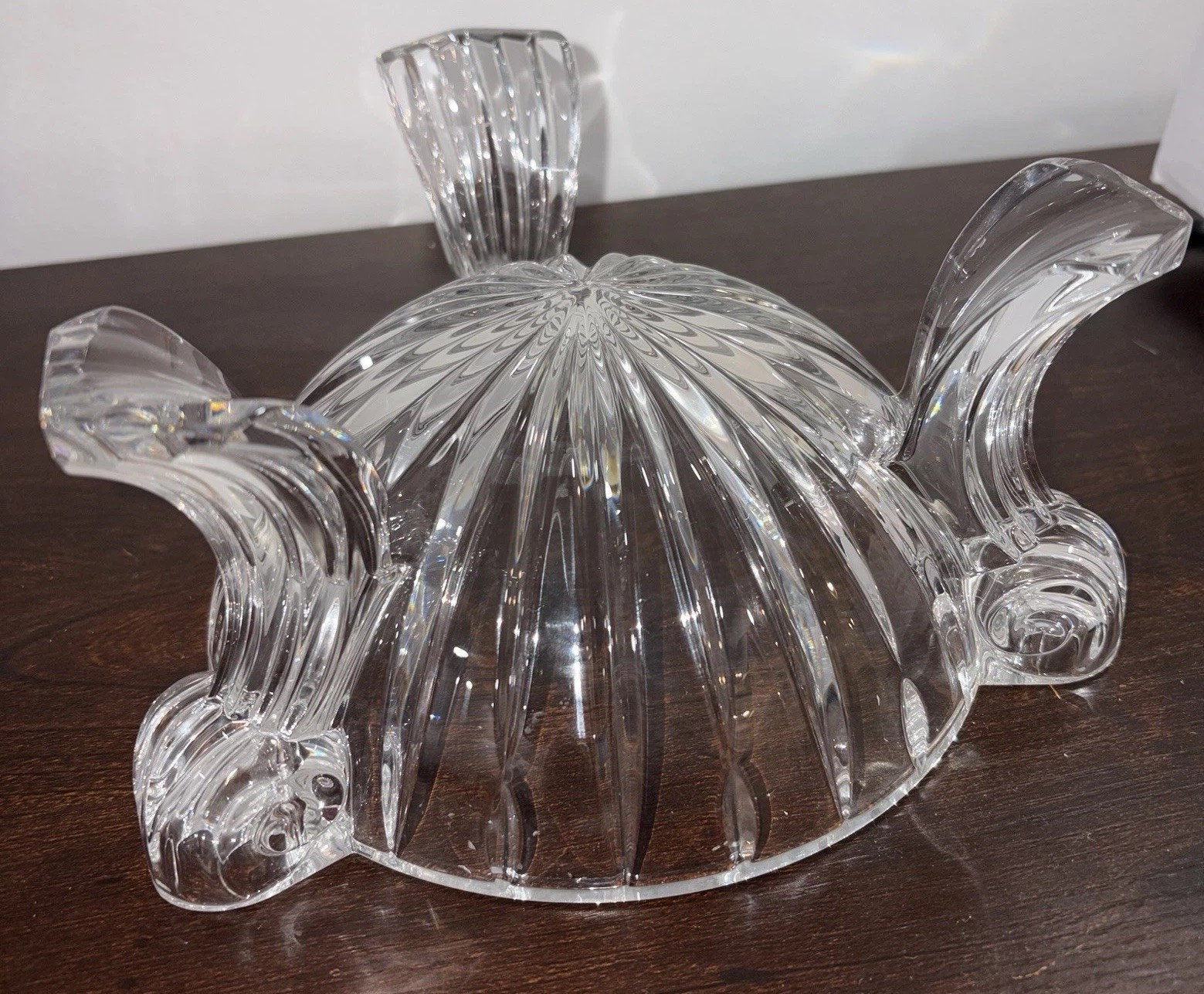 Bohemia Crystal Czech Republic Footed Centerpiece Bowl 3-Handle Lead Crystal- 8”
