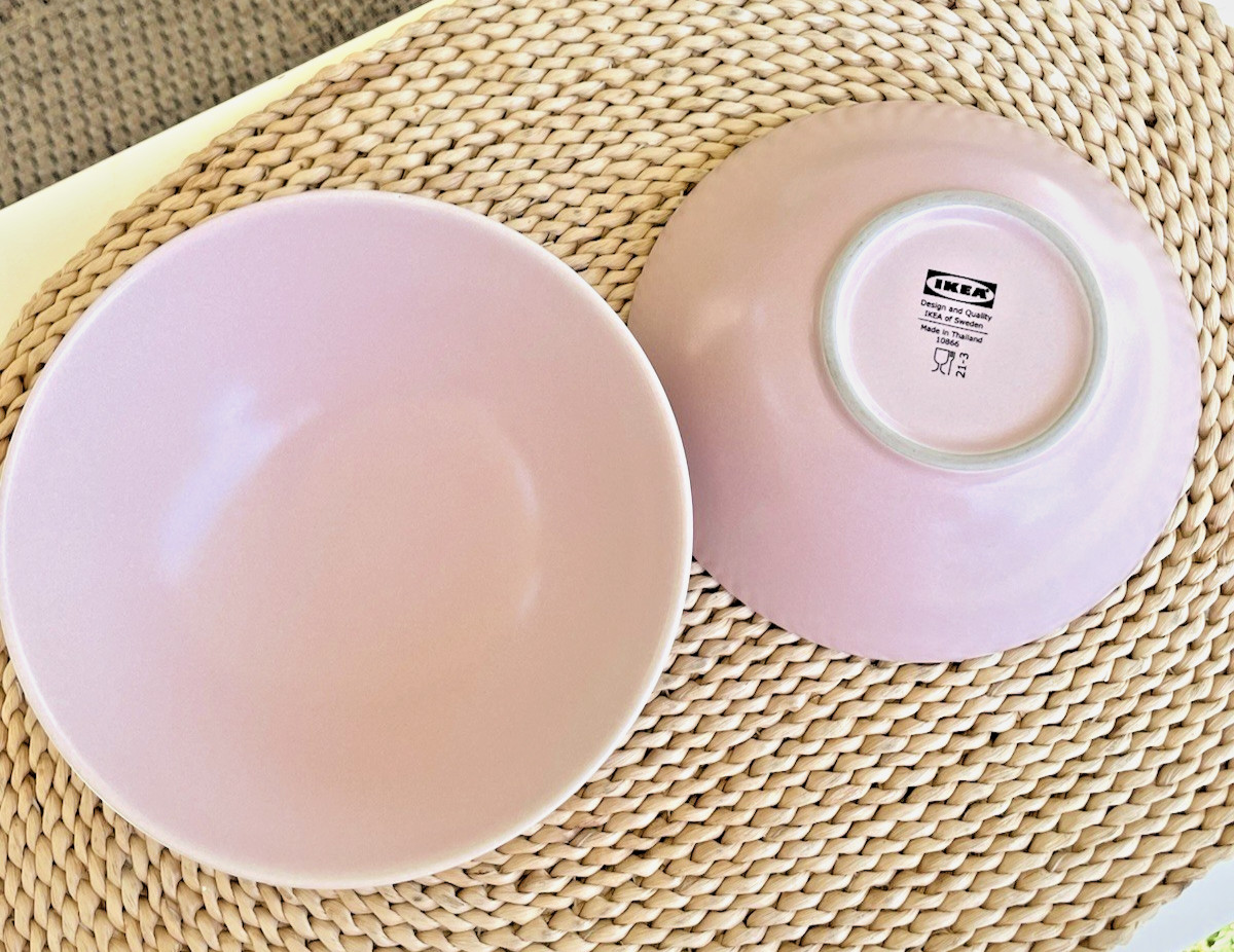 2 IKEA Dinera Pink Blush Matte Cereal Soup Bowls Stoneware 10866 PreOwned 6-1/2″