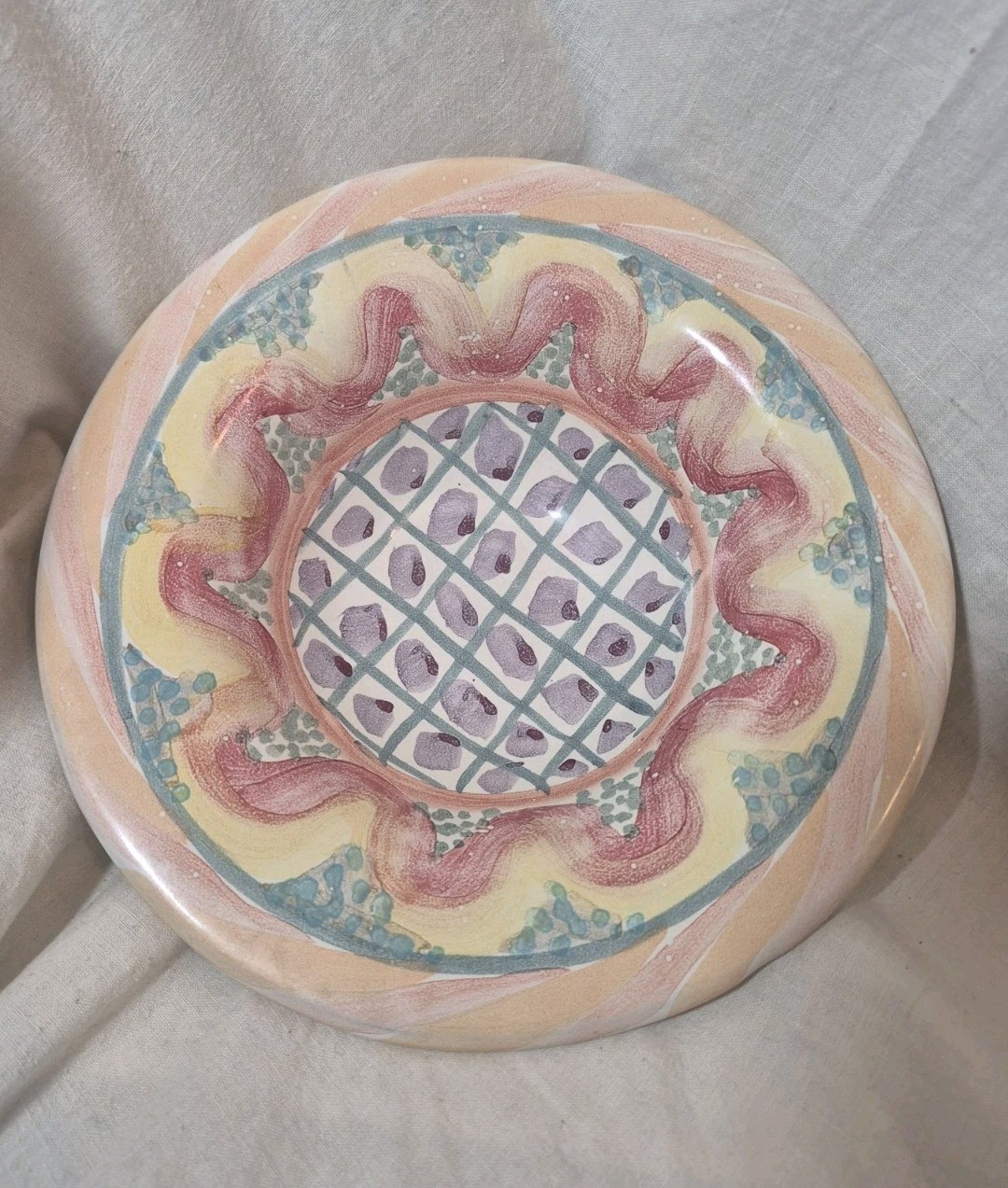 Vintage 1992 MacKenzie-Childs Keukenhof Bowl Flat Rim 8 3/8″ Diameter