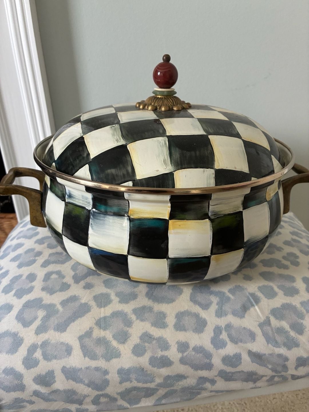 MacKenzie-Childs Courtly Check Enamel Casserole Dish