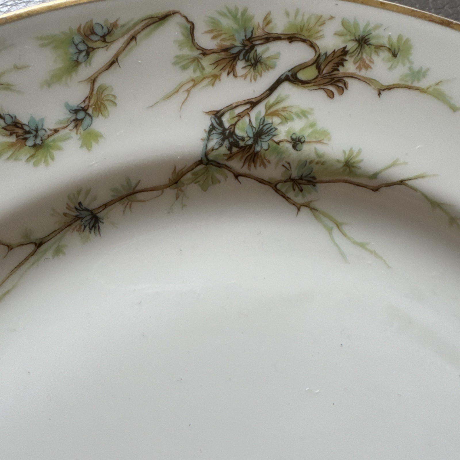 Antique Haviland France 8.5” Porcelain Plate Asymmetrical Pinecone Pattern, #1