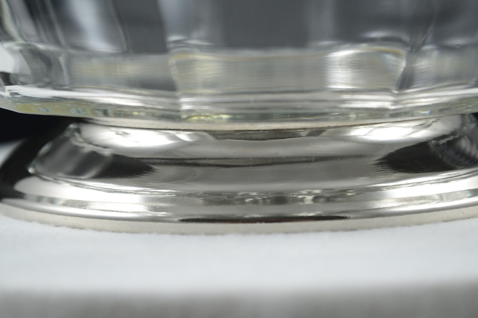 Twelve Panel Sided Crystal Chip & Dip Bowl Silver Plated Base/Dip Bowl Holder
