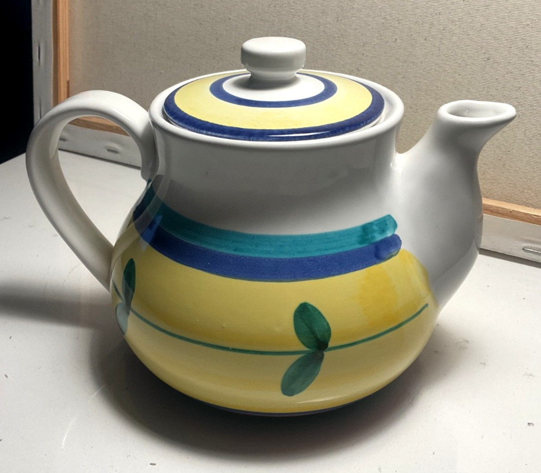 Vintage Ceramiche Beta SRL Tea pot Hand Painted Italy 5”x6” Authentic