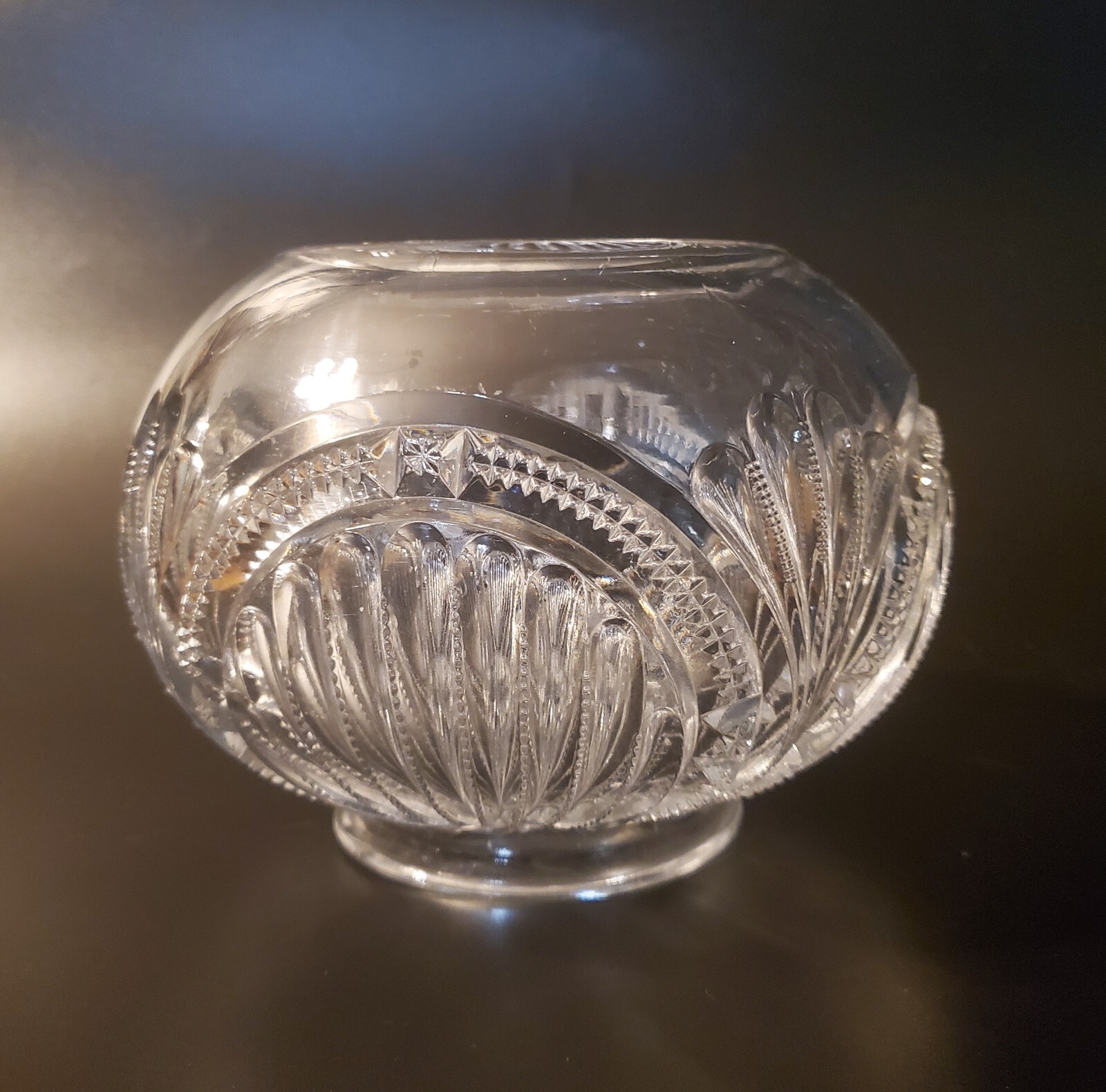 1899 Bryce Higbee Admiral Ribbed Ellipse Large Clear Rose Bowl Vtg Antique Rare