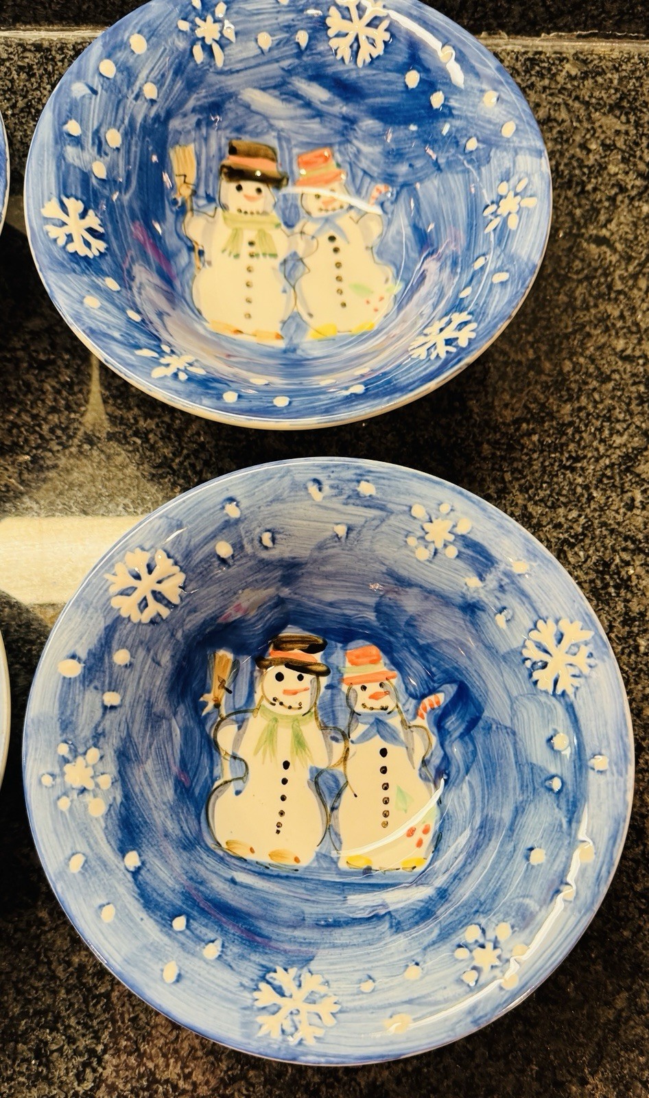 Lot of 6 Tabletops Unlimited Snow Family 7 1/4” Soup Cereal Bowl Christmas 2003