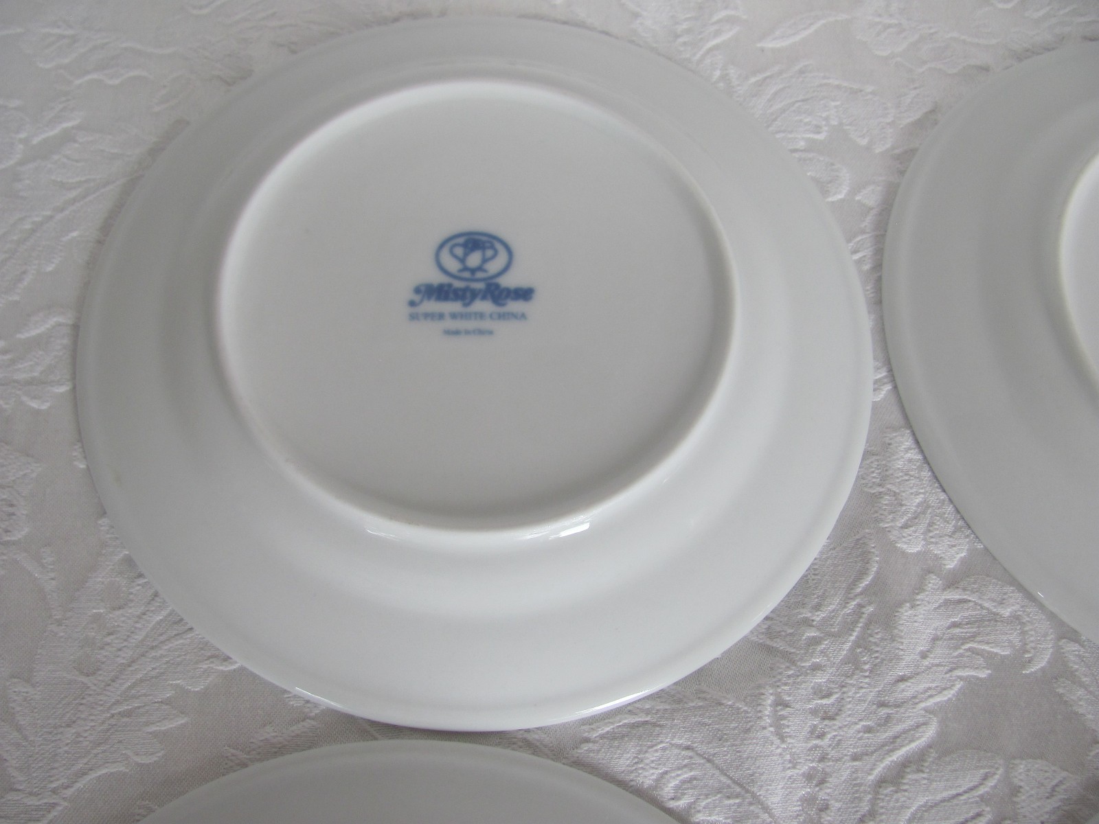 Misty Rose Super White China Blue Koi Fish -7 7/8″ Salad Plates- Set of 4