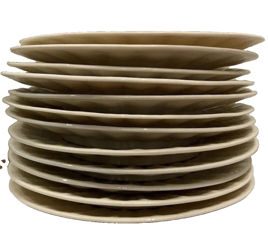 Belleek Lot 11 Serving Cake Plates Porcelain Neptune Yellow Etruscan Shell, 6”