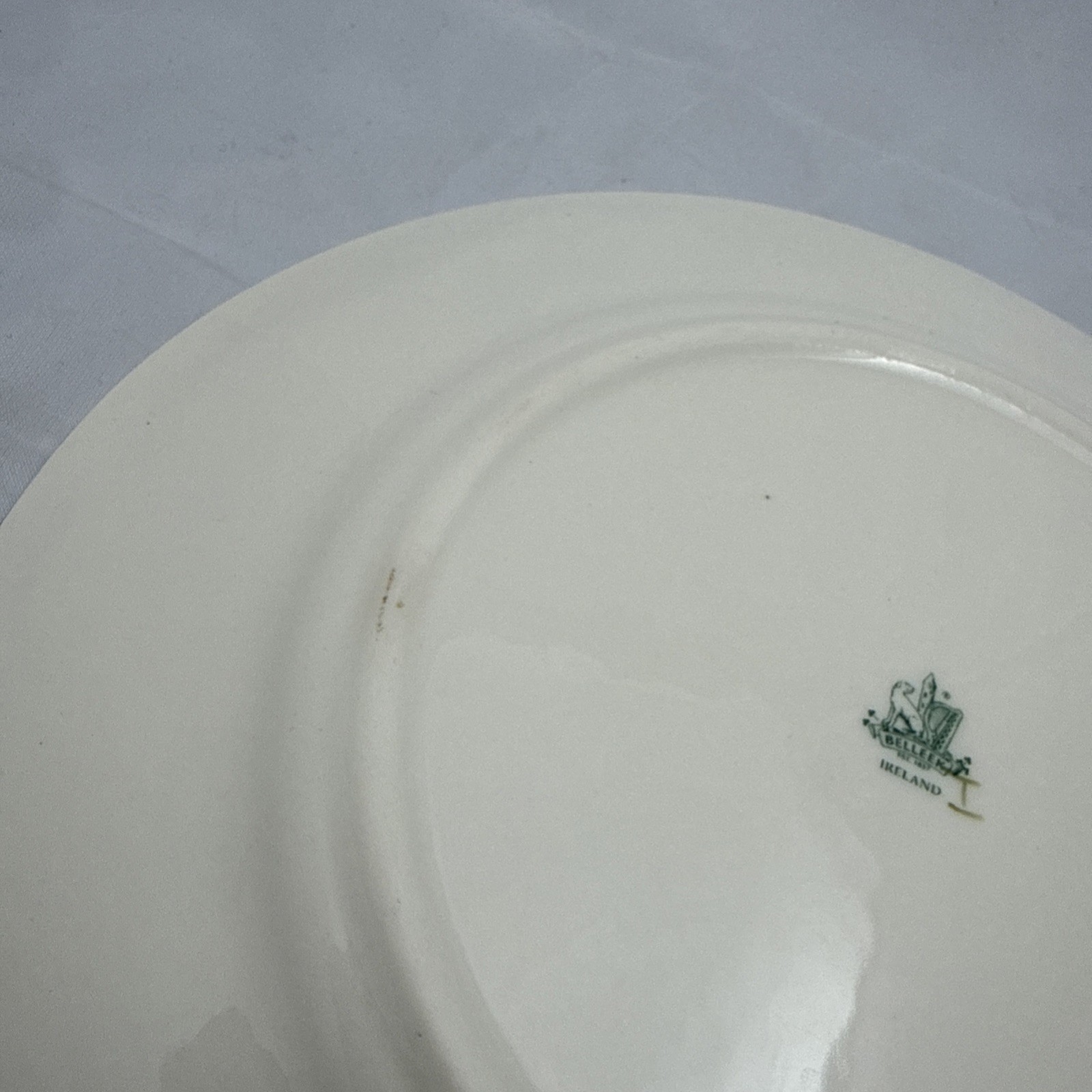 Belleek Shamrock Basket Weave Mothers Blessing Plate Made in Ireland