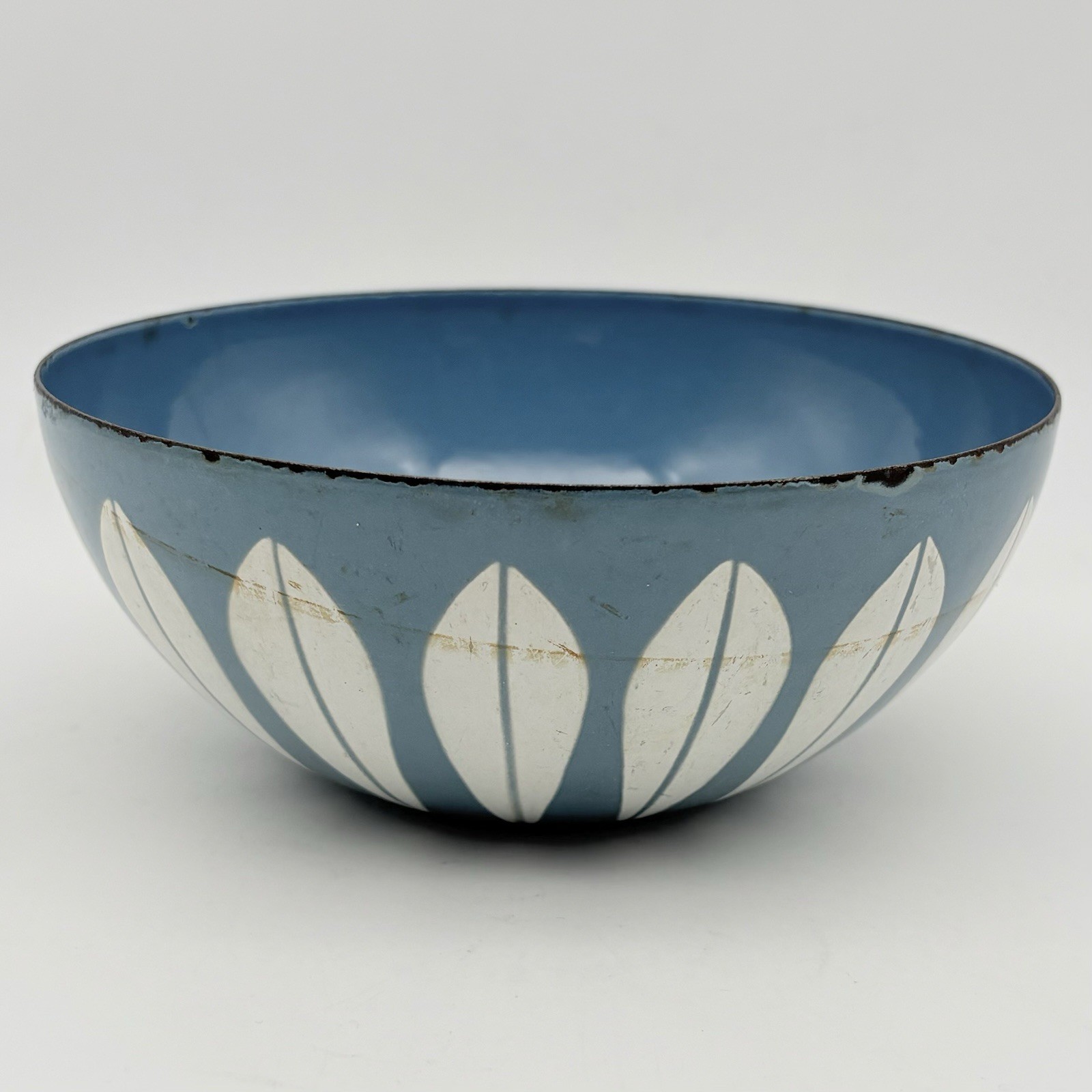 3 Vintage Cathrineholm Teal Blue Lotus Bowls From Norway 5.5 Inches Wide