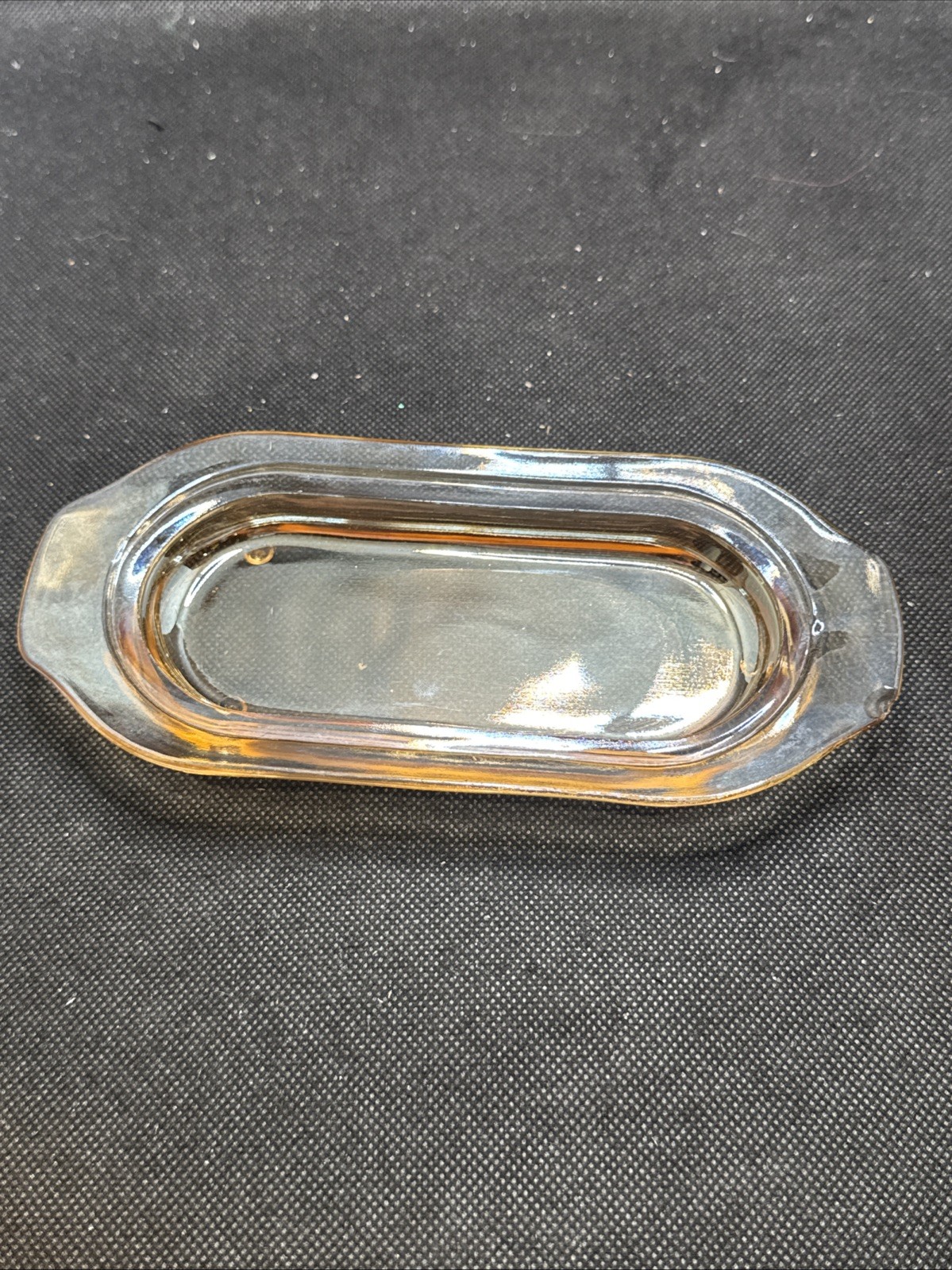 Rare Jeannette Iridescent-Carnival Floragold Louisa Marigold Covered Butter Dish