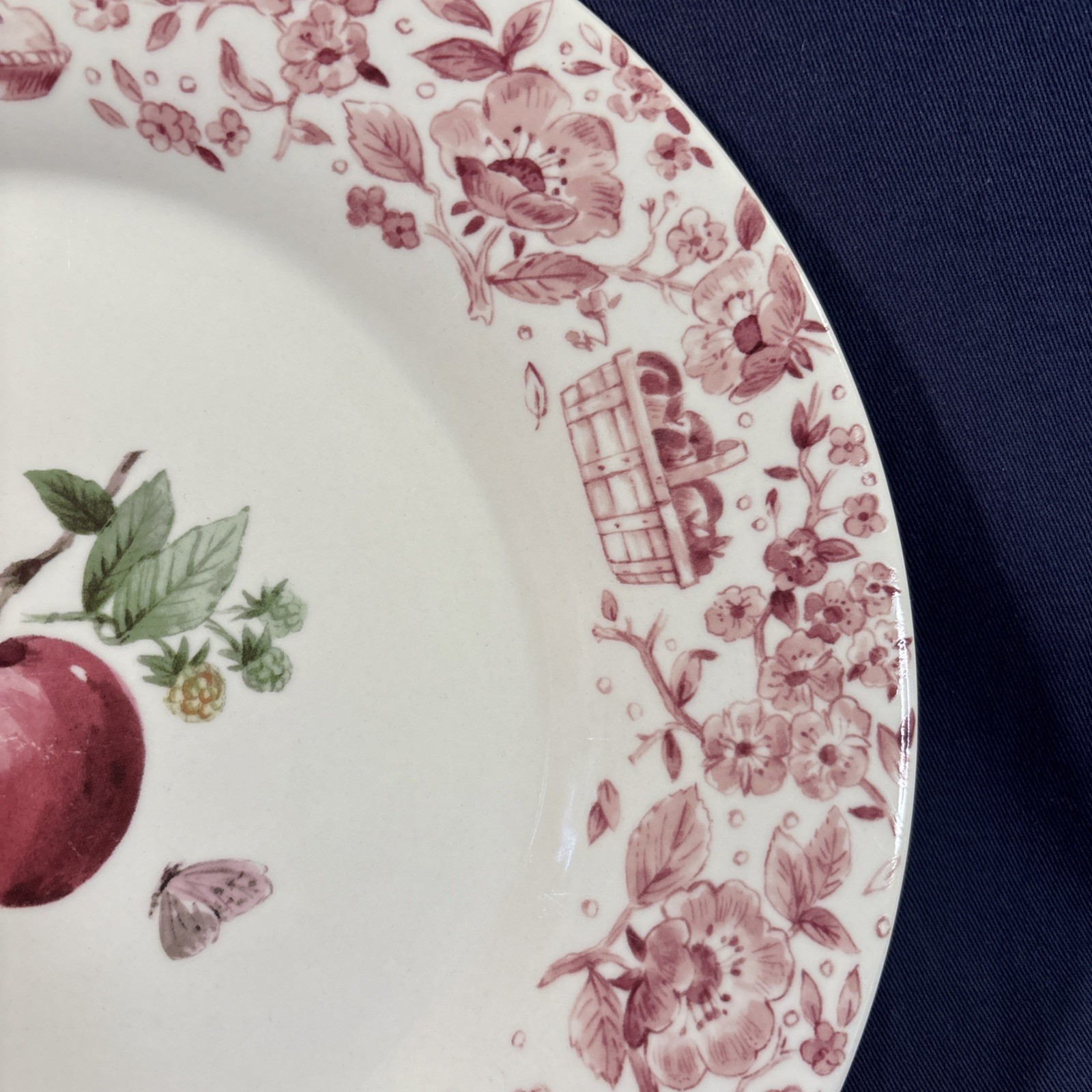 Pfaltzgraff Delicious Apple 11″ Dinner Plates Set of 2 Pink Floral Border