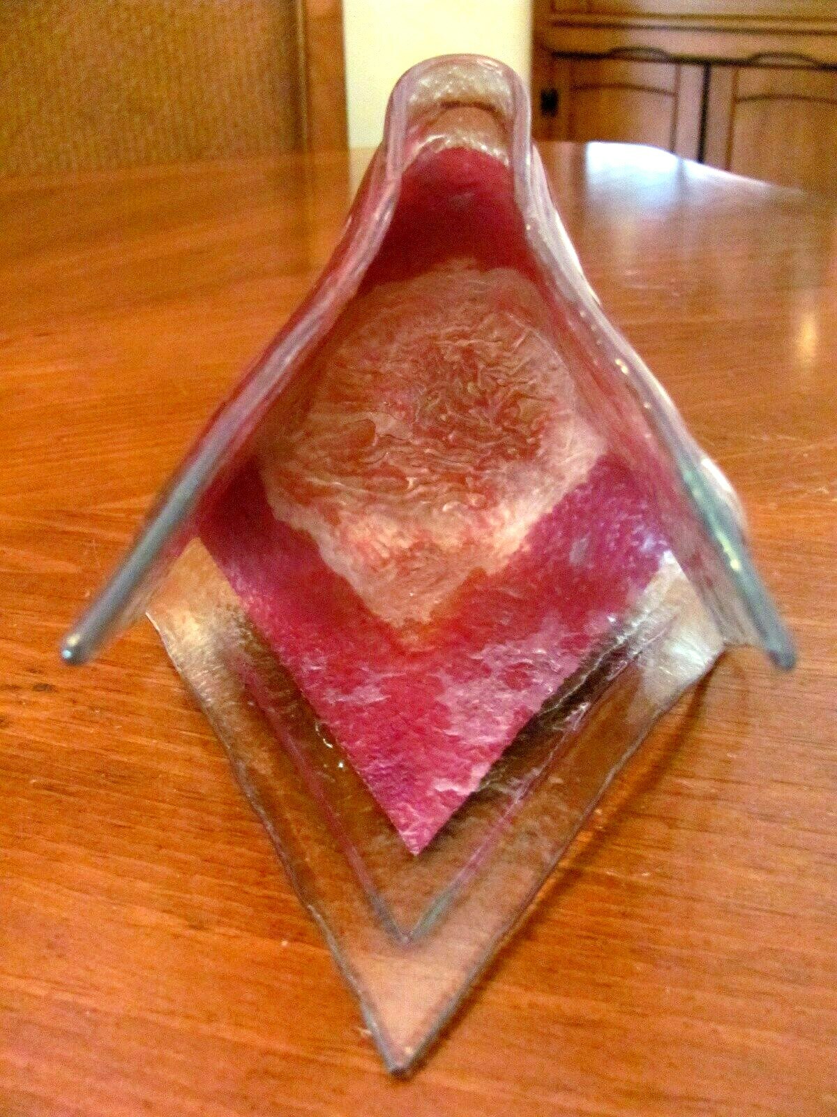 JONES GLASSWORKS Signed~Dated Contemporary Fused Copper Art Glass Freeform Dish