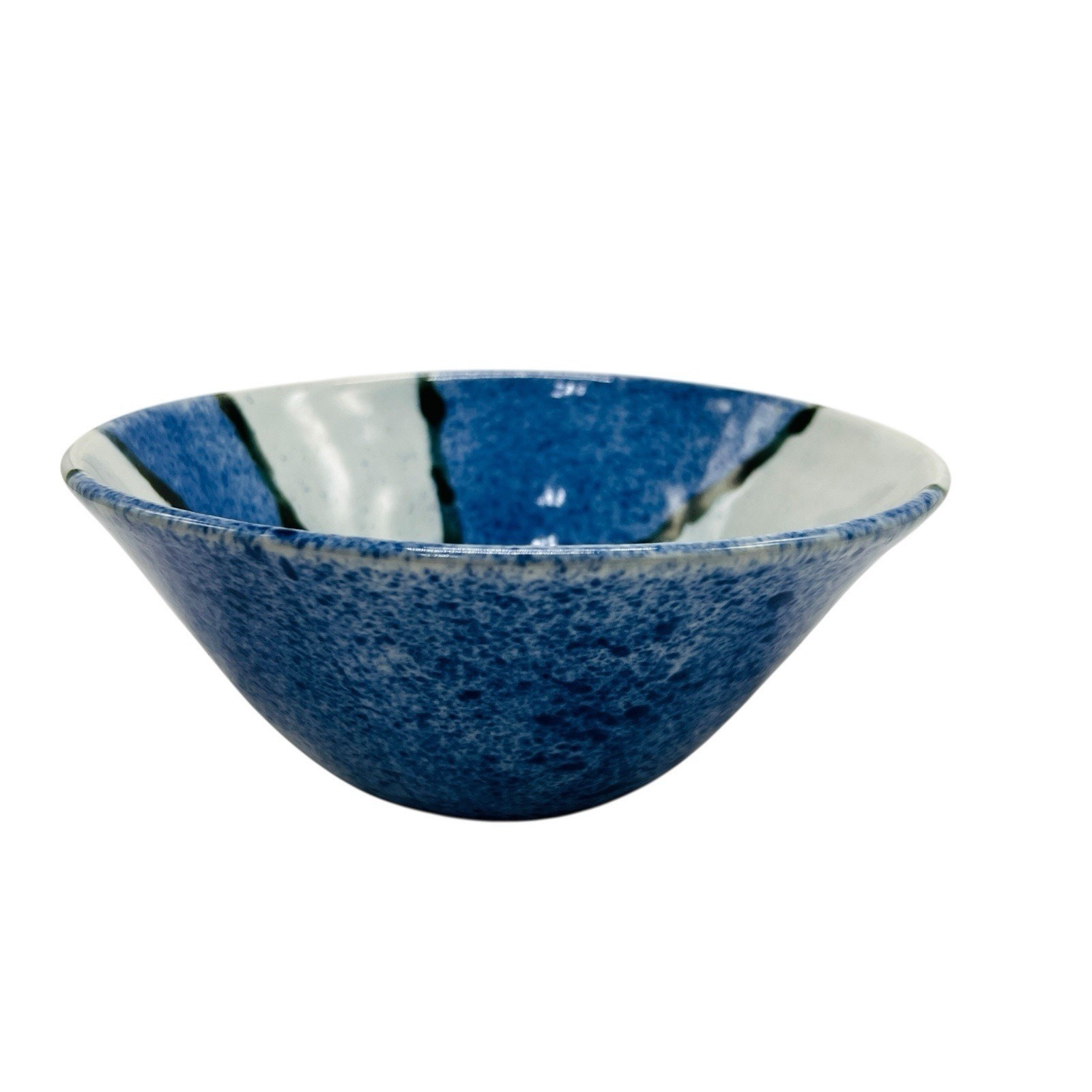 VTG Studio Art Pottery Bowl Grey Blue Speckled Geometric Abstract 7.5” Serving