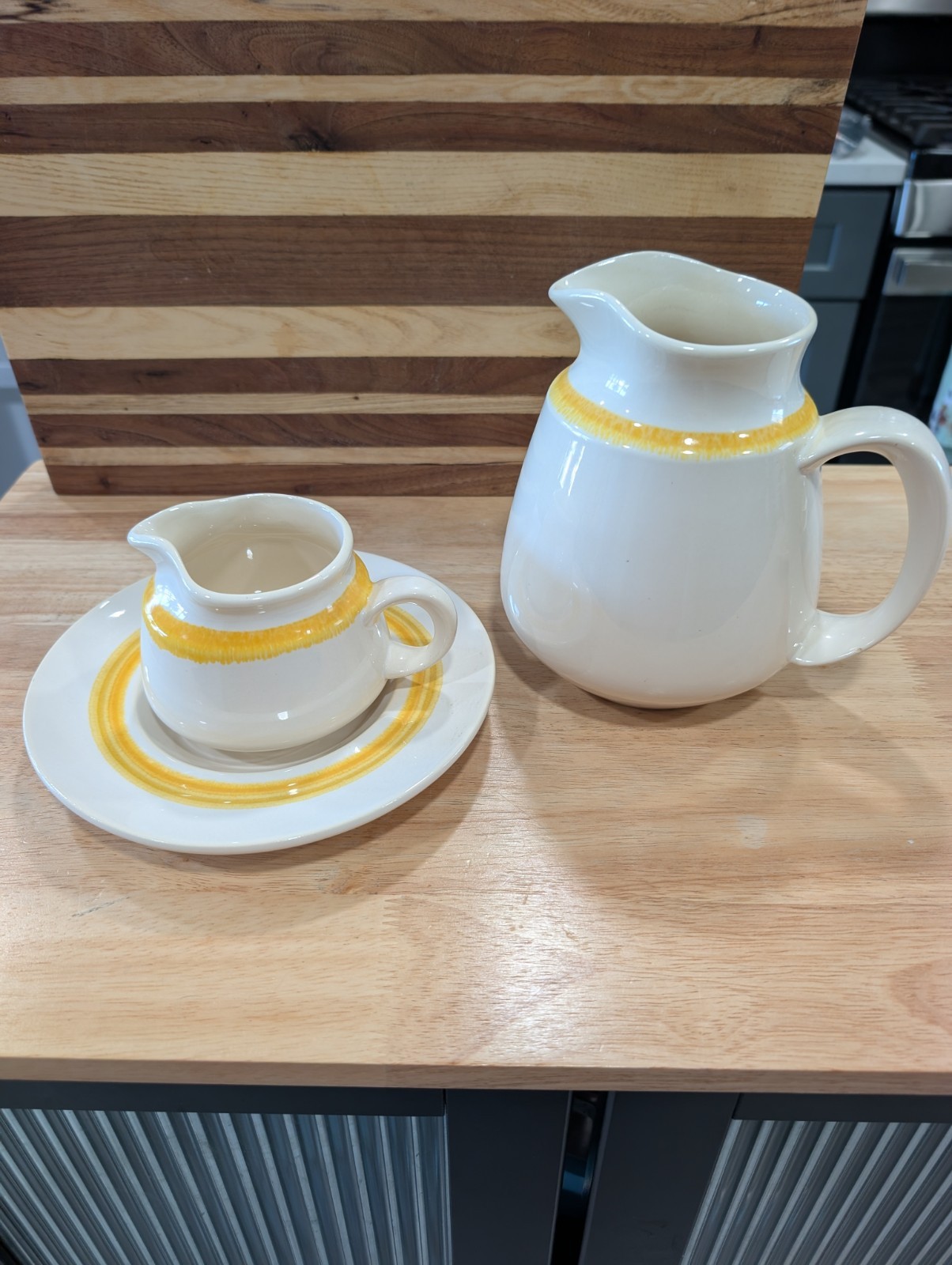 Vintage Franciscan Earthenware Sundance Creamer,Milk Pitcher W/ Saucer Set