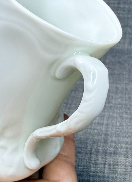 VTG Giraud Limoges France Cup & Saucer White Embossed Scalloped Fine Porcelain