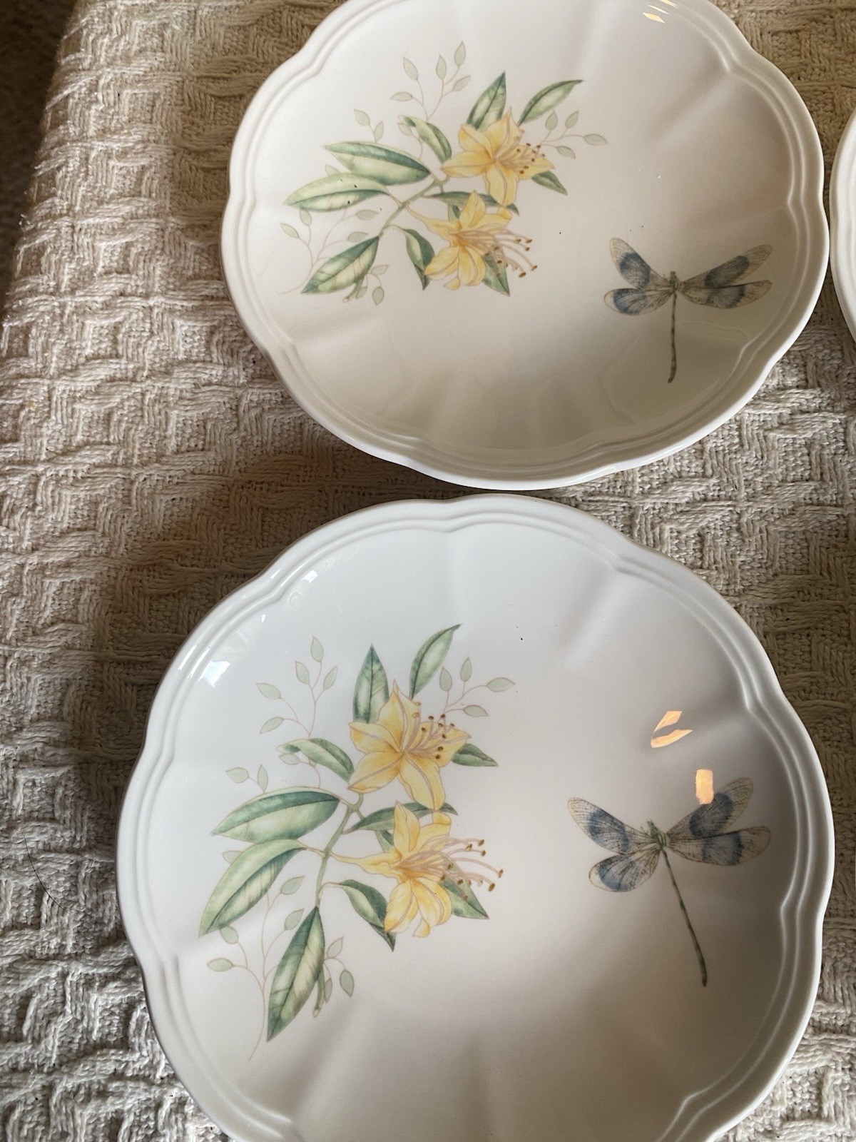 4 Vintage Lenox Butterfly Meadow Lily Flower Dragonfly Party Plate Set 1999 6.5”