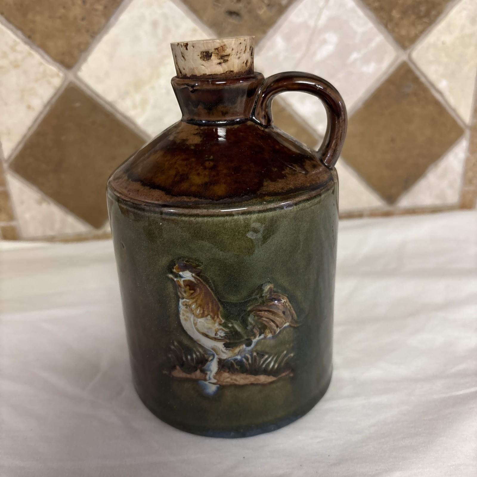Vintage Rooster Country Clutter Stoneware Jug