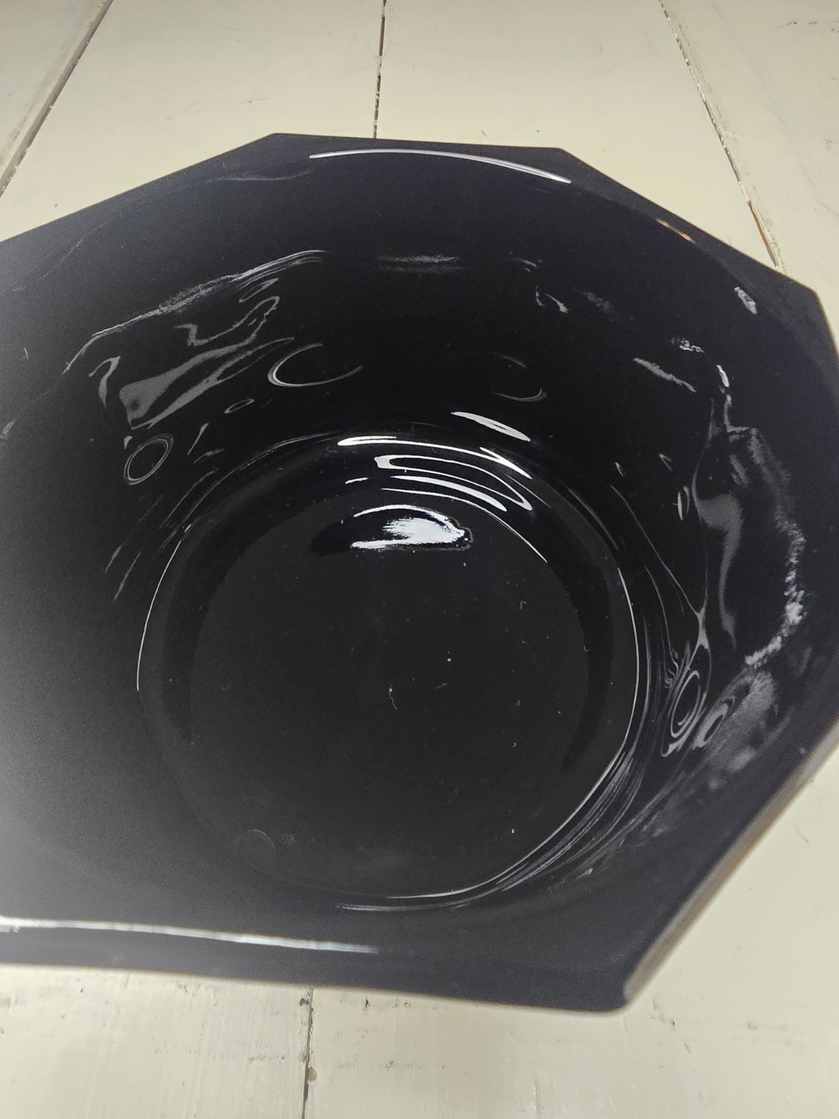 L.E. Smith Black Amethyst Glass Octagon Covered Candy Jar