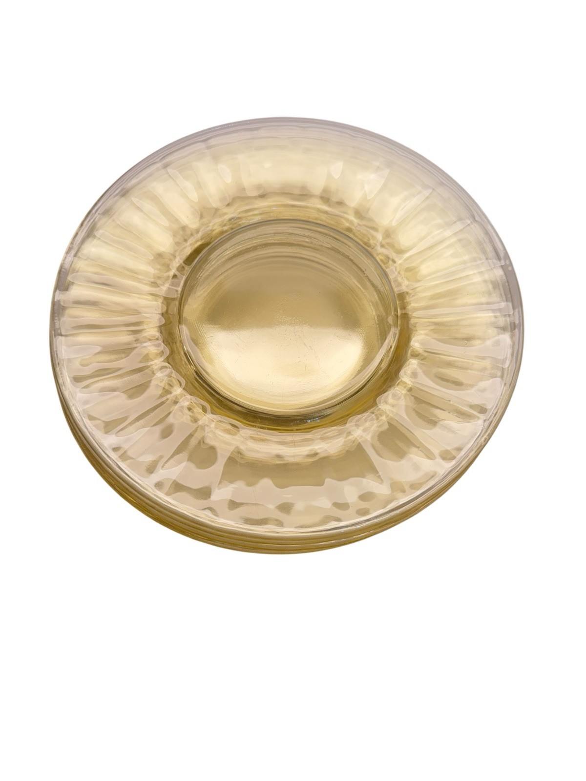 Vtg 1930s Fostoria Fairfax Topaz Yellow Glass Luncheon Plate Set of 6 8.25″ 2375