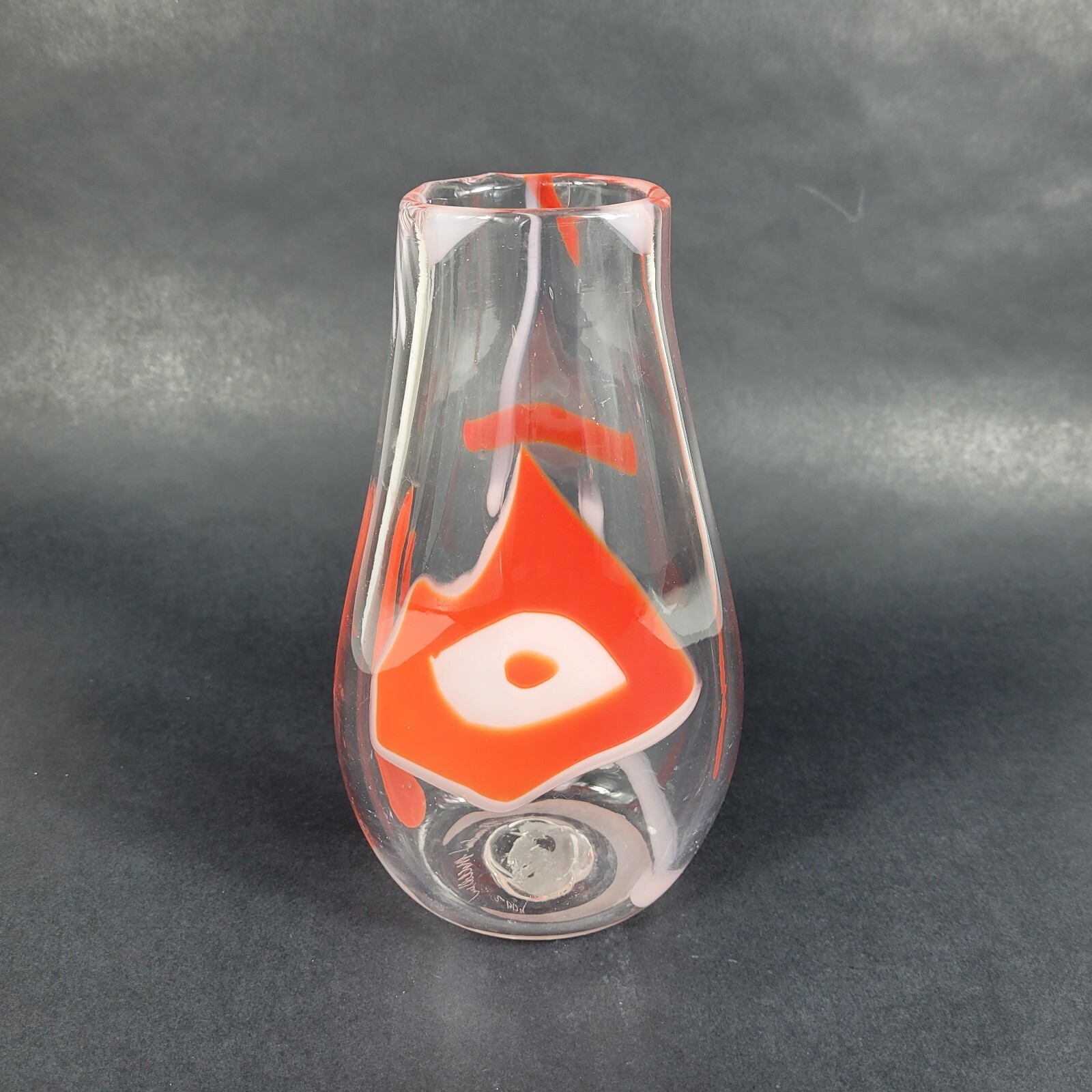 BRANDON MCCLELLAN Studio Art Glass Artist Signed Abstract Red and white 2009
