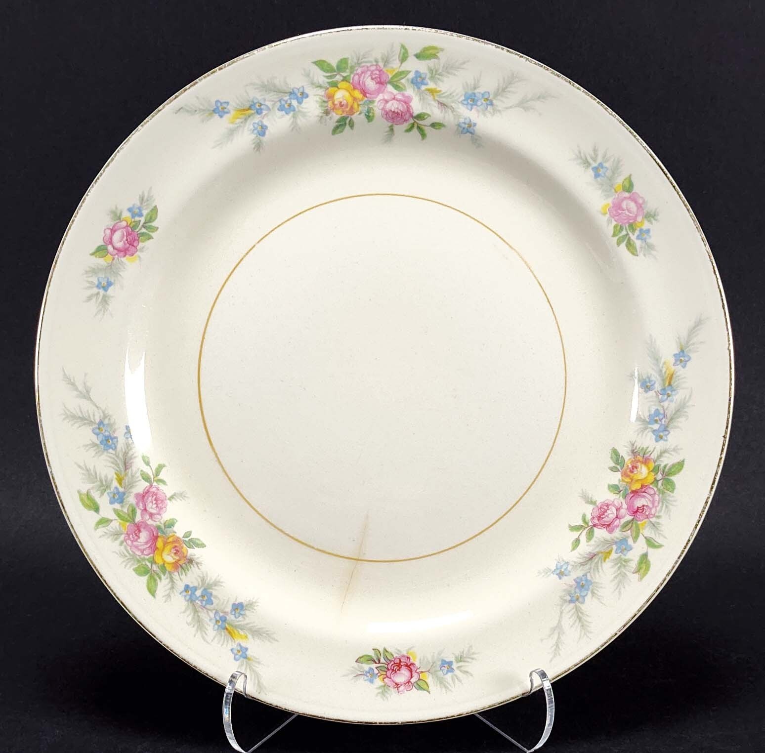 Vintage Mismatched China Salad Plates Gallery Wall Collection Chipped Set/4