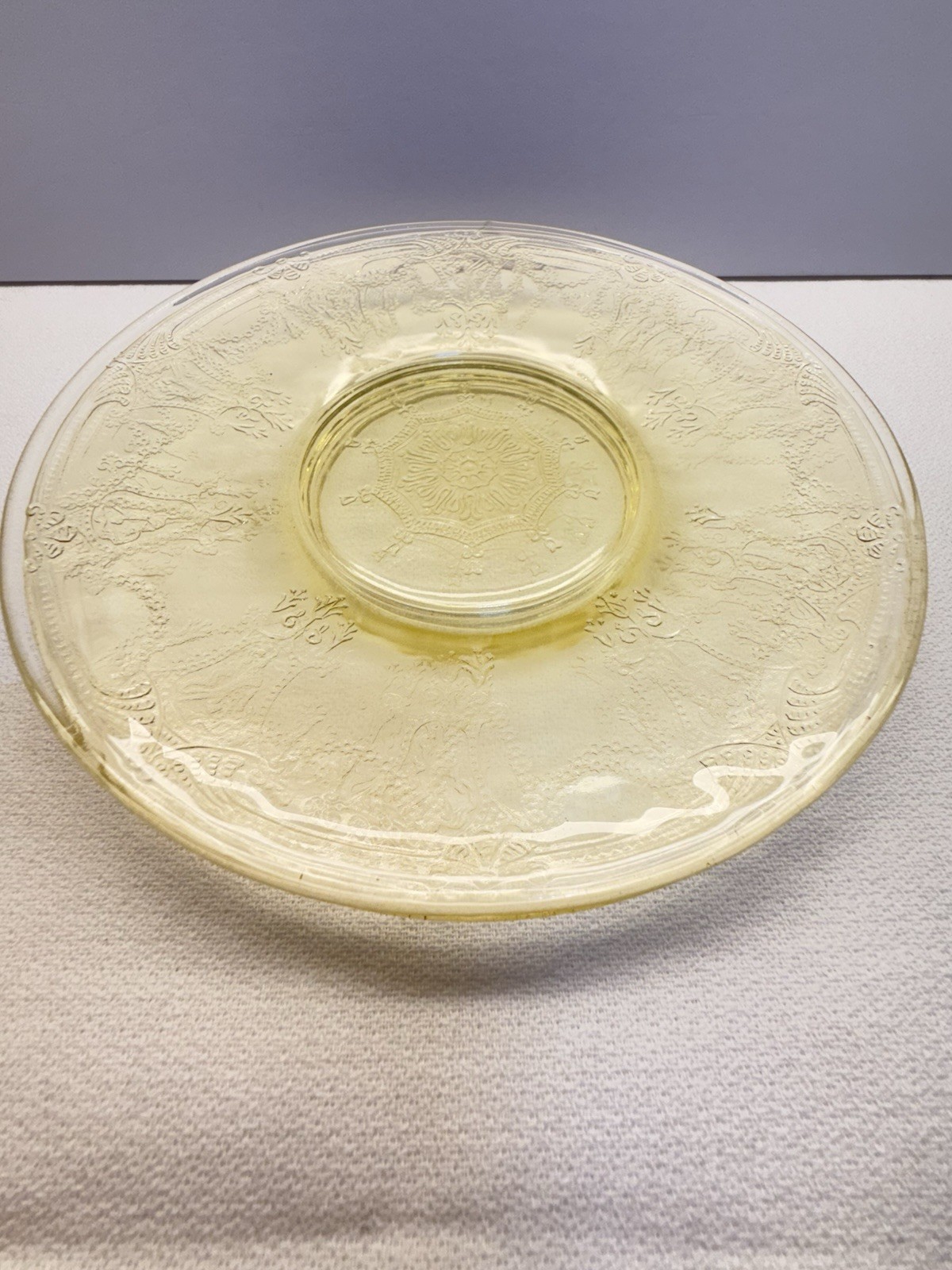 VTG Anchor Hocking Yellow Depression Glass Cameo Ballerina 6″ Saucer Set of 3