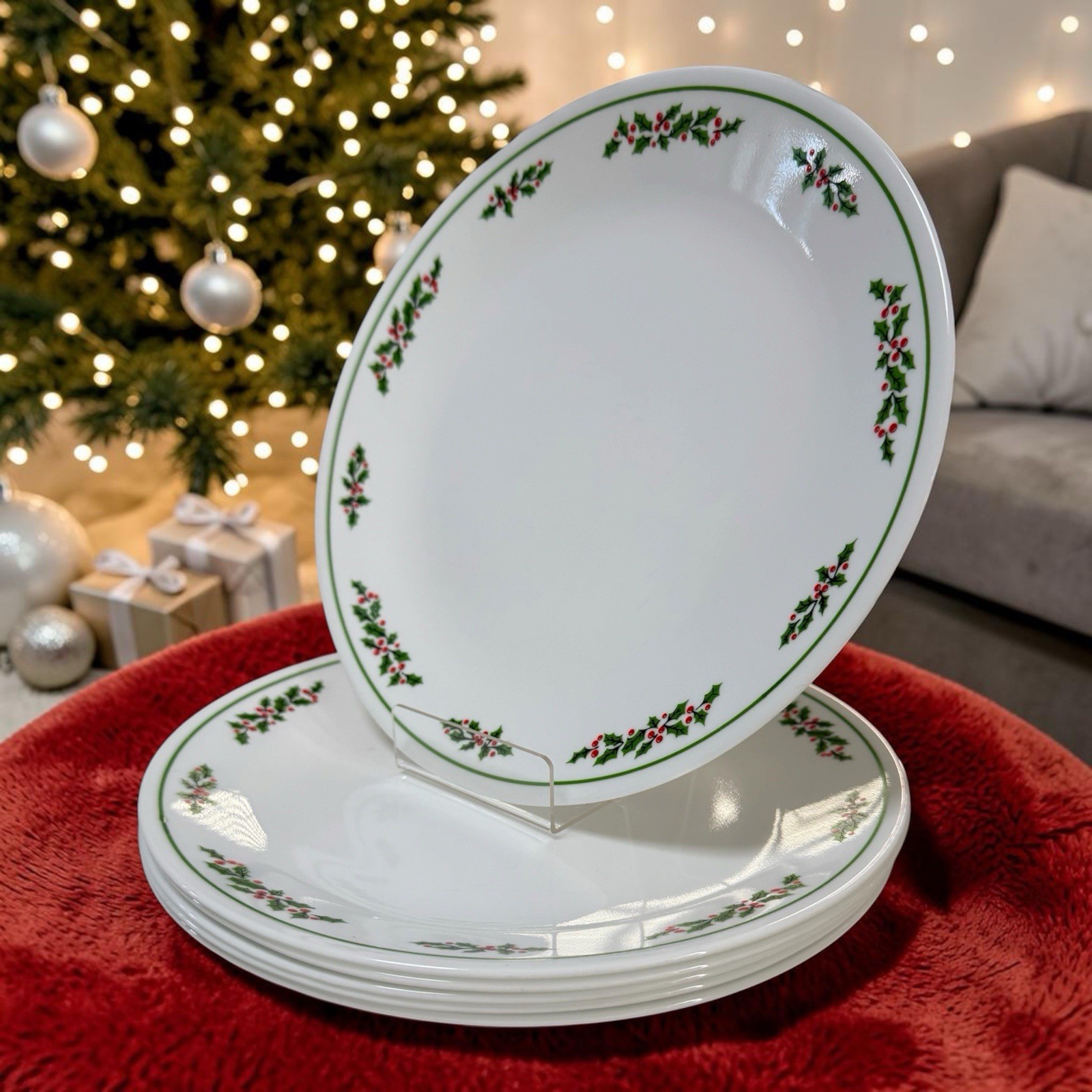 Set Of 6 Corelle By Corning Winter Holly Days Christmas Dinner Plates 10.25” 🎄