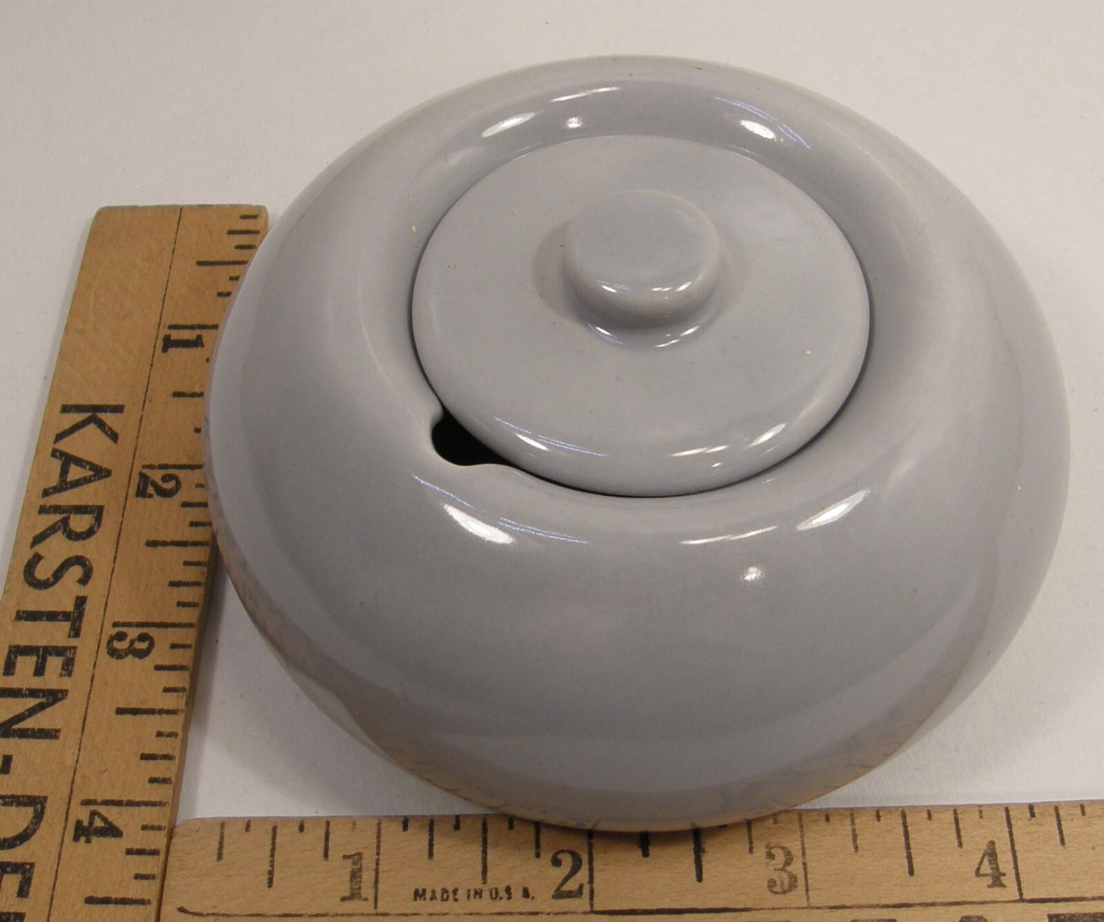 VINTAGE MCM HOLLYDALE CALIFORNIA POTTERY MALIBU MODERN GRAY SUGAR BOWL & LID