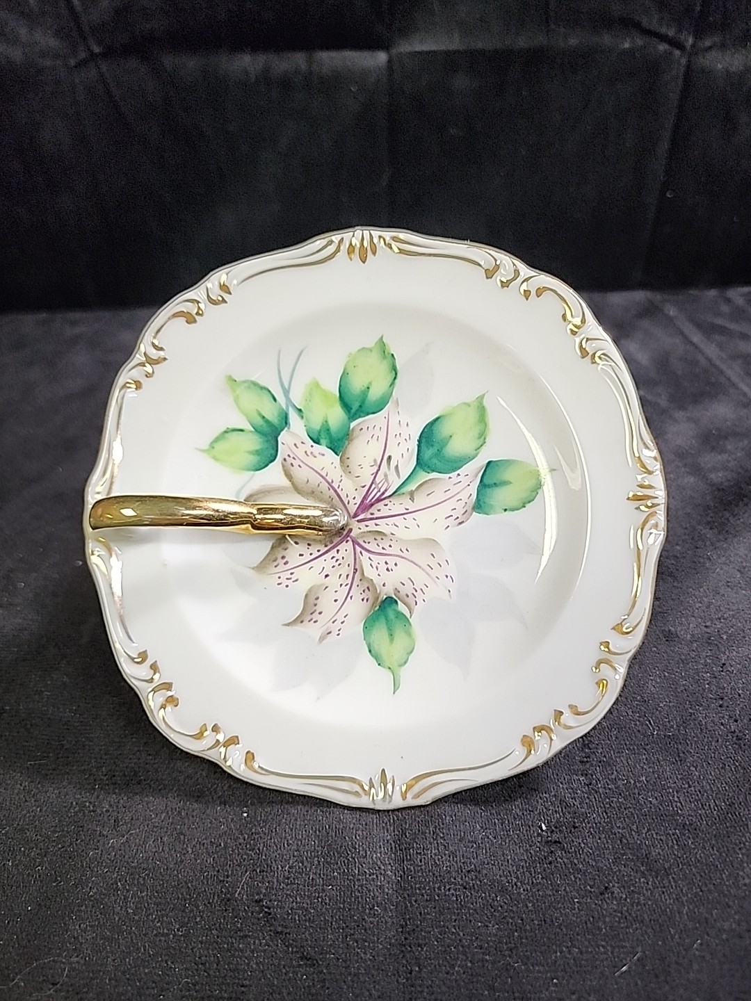 Vintage Rossetti Hand Painted Flower Plate w/Handle Made in Occupied Japan