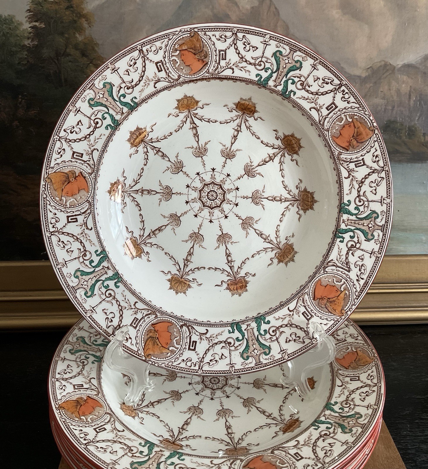 (5) BROWN WESTHEAD MOORE & CO Pergolesi RIMMED BOWLS Aesthetic Antique 1875