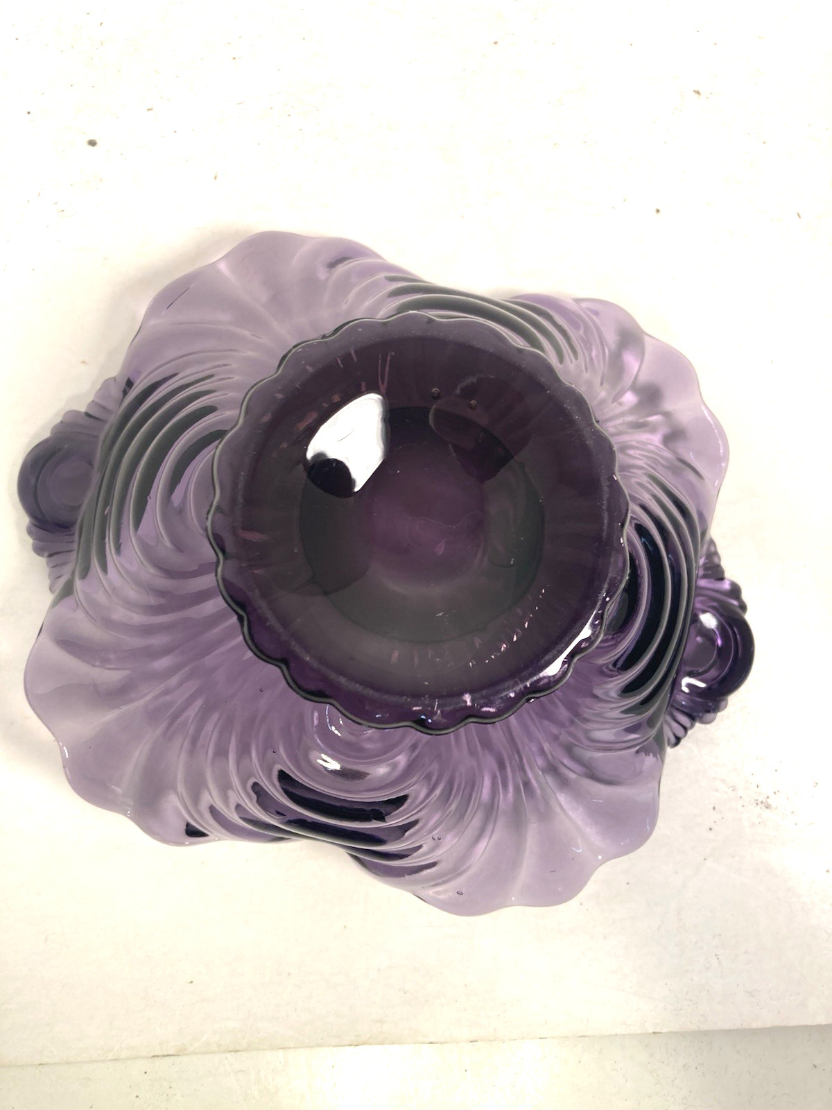 Vintage Purple Glass Dish, server, candy dish, compote, irradiated