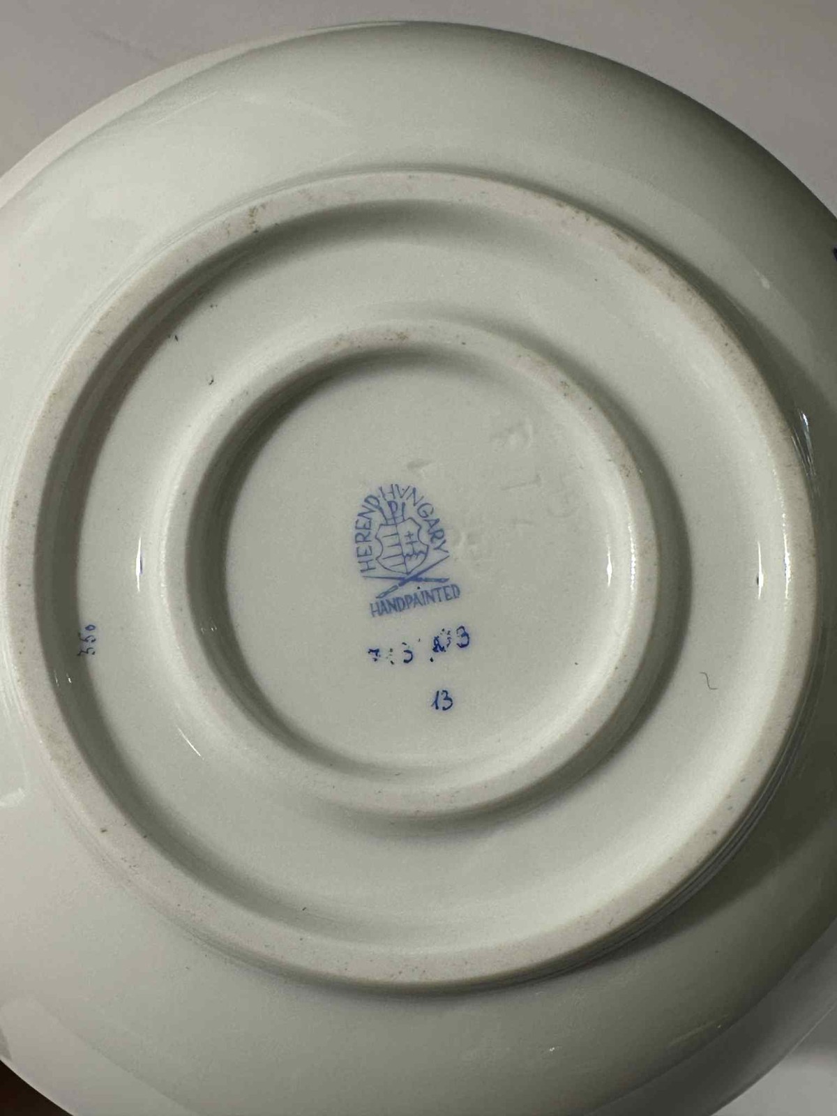 Pair Herend Hungary Trembleuse Saucers #713 Blue & Rust Indian Basket Gold Trim